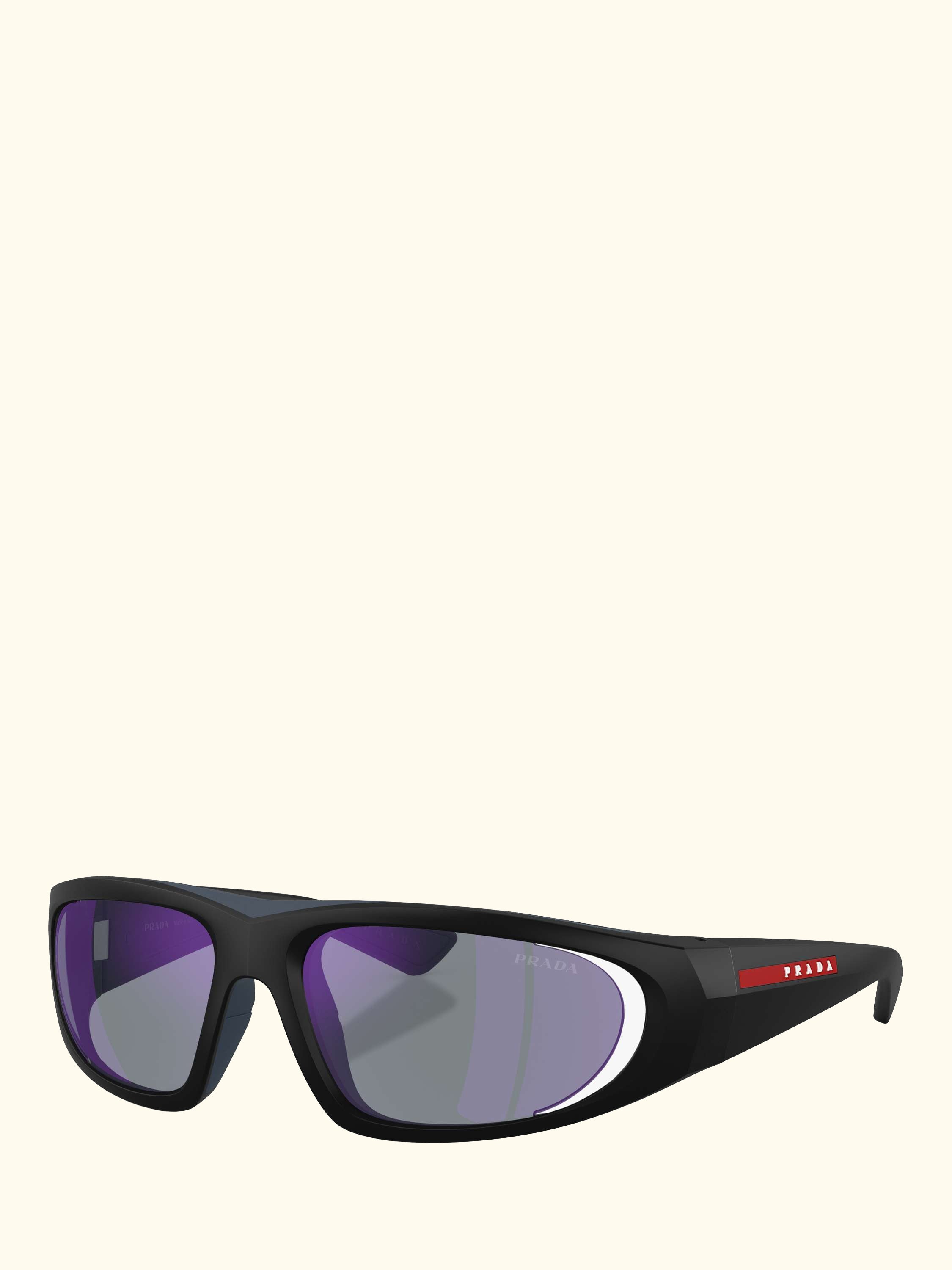 PS B03S Men's Irregular Sunglasses, Matte Black/Mirror Purple