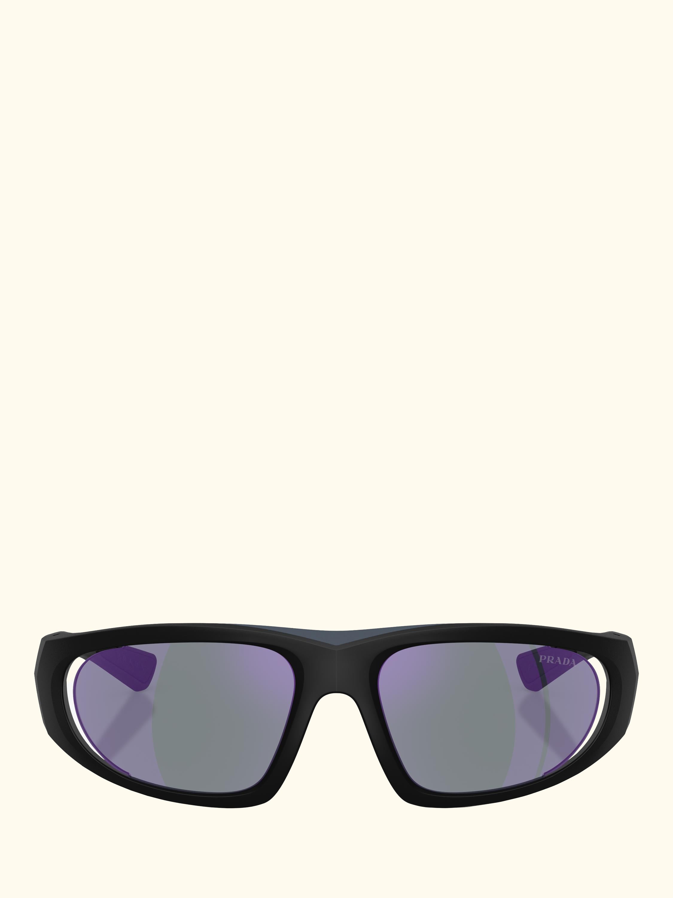 PS B03S Men's Irregular Sunglasses, Matte Black/Mirror Purple