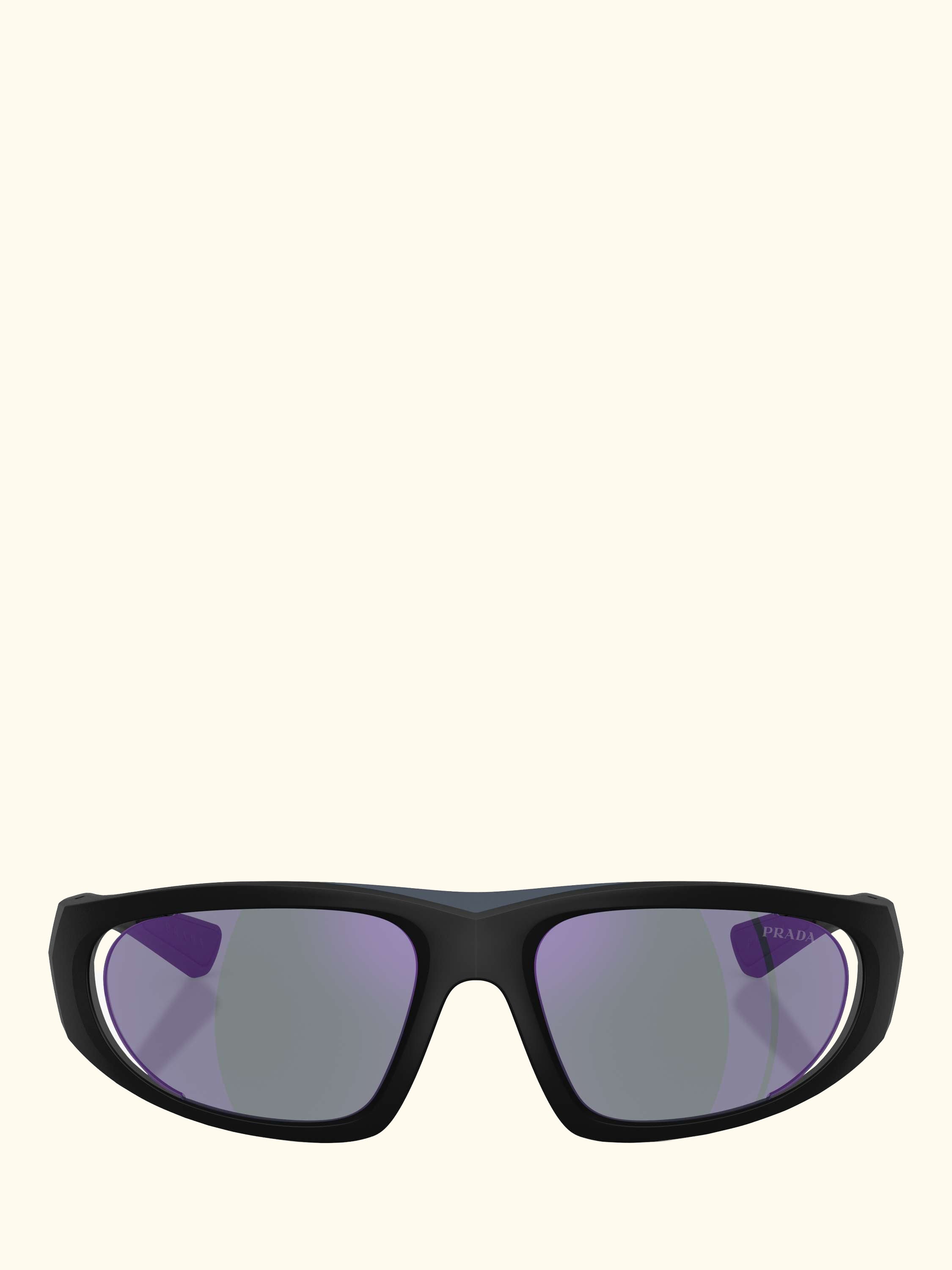 PS B03S Men's Irregular Sunglasses, Matte Black/Mirror Purple