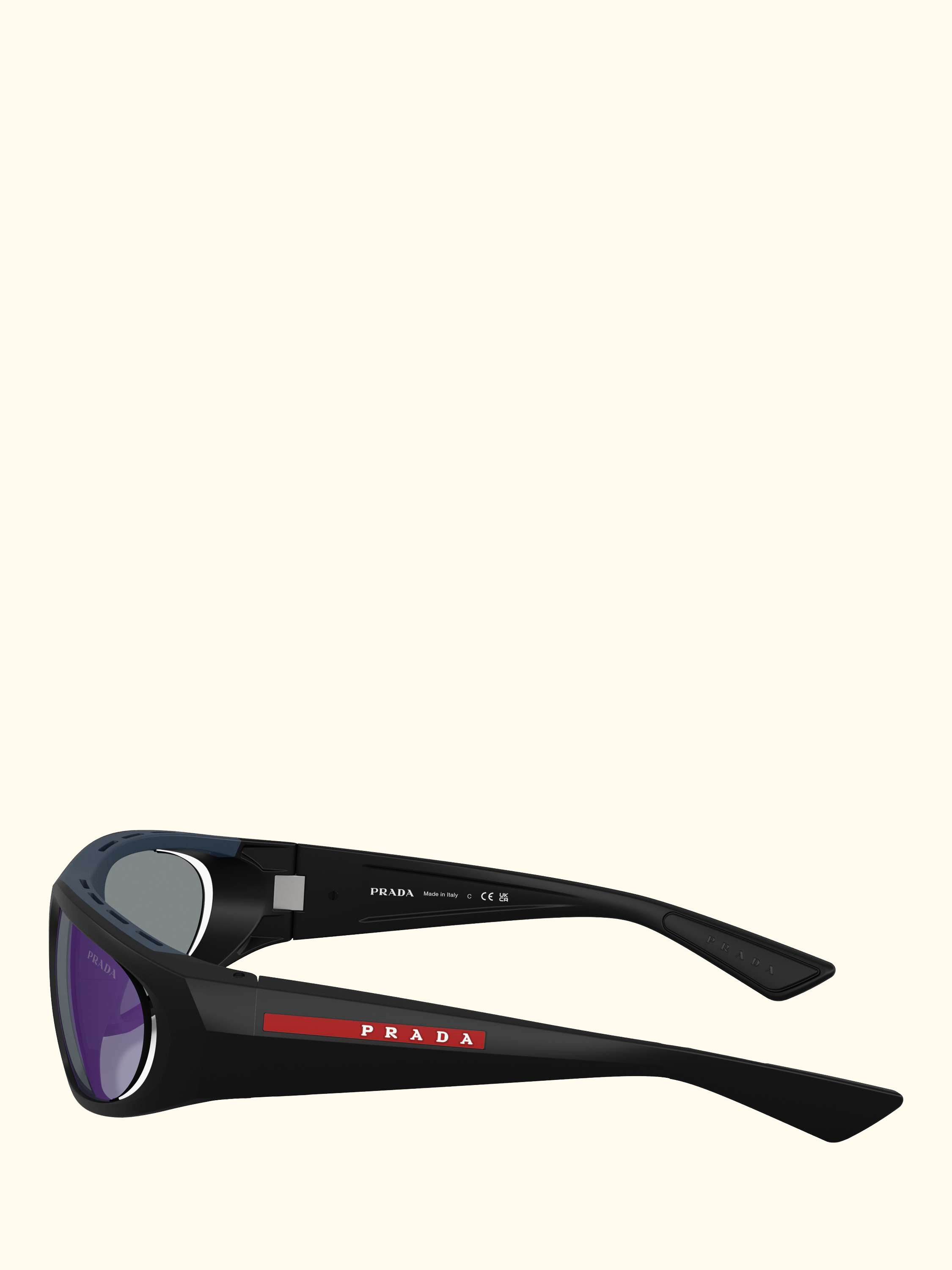PS B03S Men's Irregular Sunglasses, Matte Black/Mirror Purple