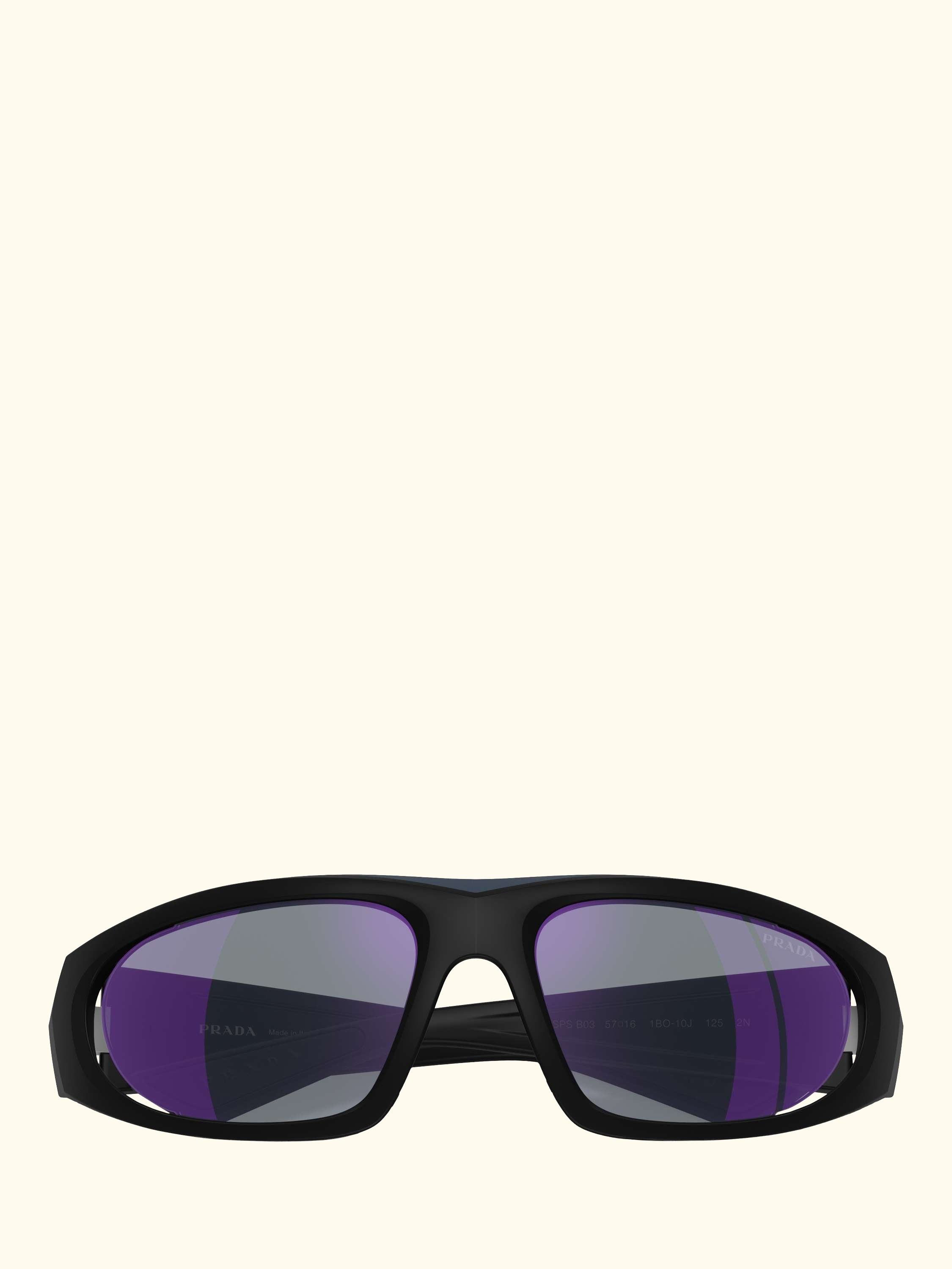 PS B03S Men's Irregular Sunglasses, Matte Black/Mirror Purple
