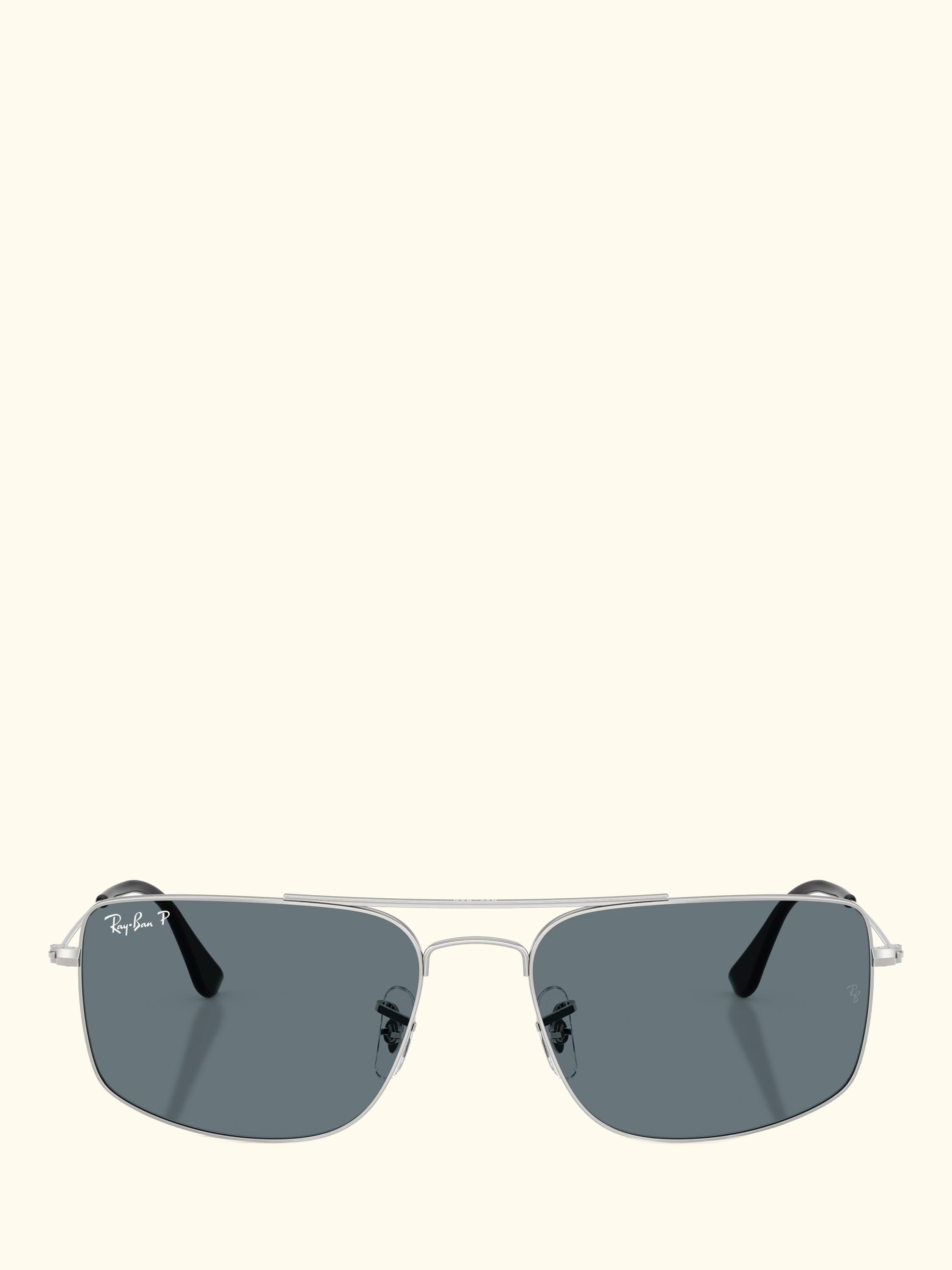 RB3779 Men's Explorer III Polarised Square Sunglasses, Silver/Blue