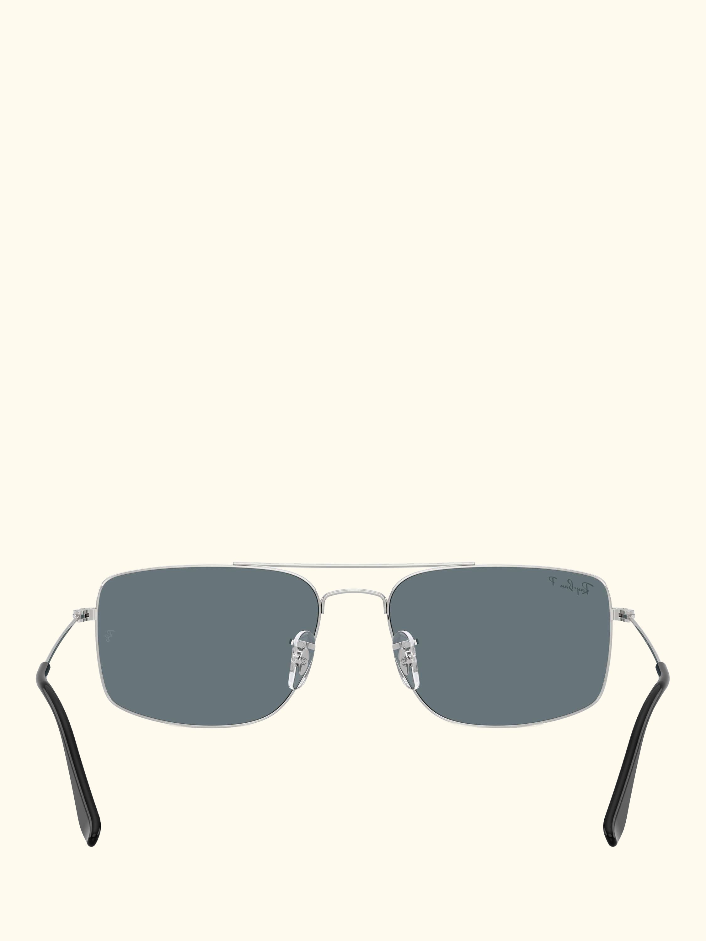 RB3779 Men's Explorer III Polarised Square Sunglasses, Silver/Blue