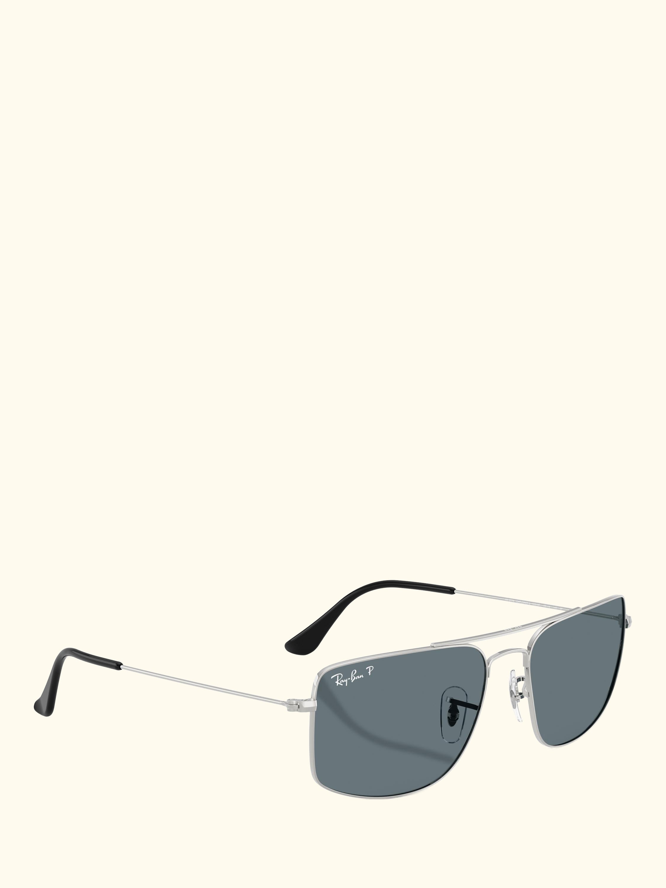 RB3779 Men's Explorer III Polarised Square Sunglasses, Silver/Blue