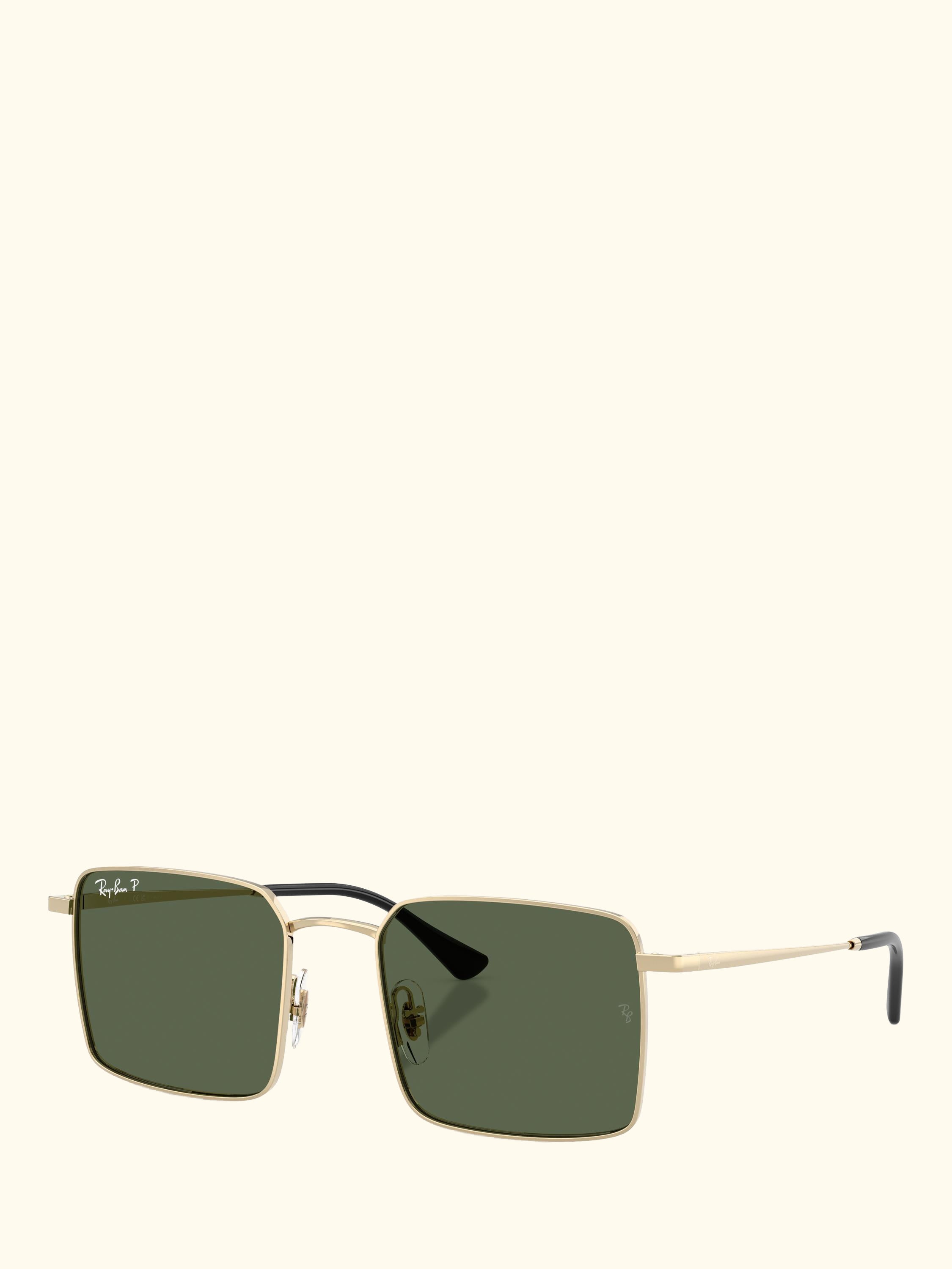 RB3782 Men's Idan Polarised Square Sunglasses, Pale Gold/Green