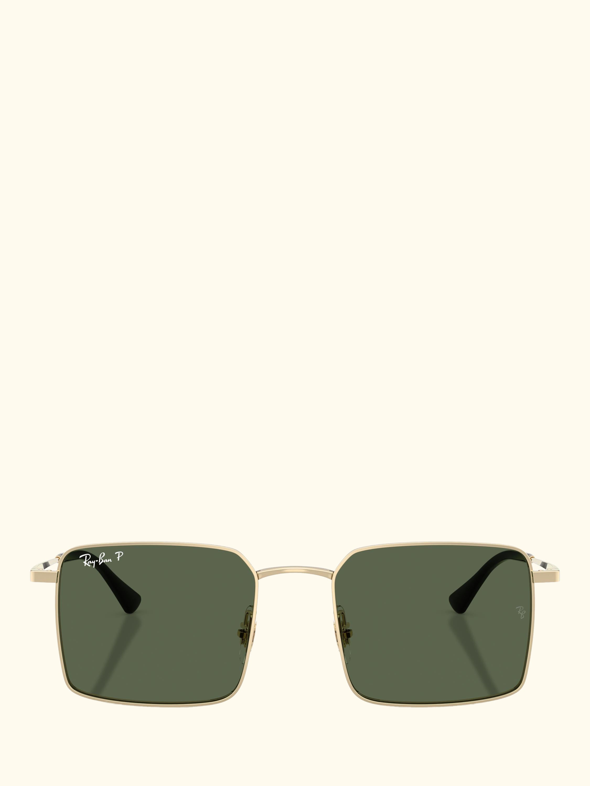 RB3782 Men's Idan Polarised Square Sunglasses, Pale Gold/Green