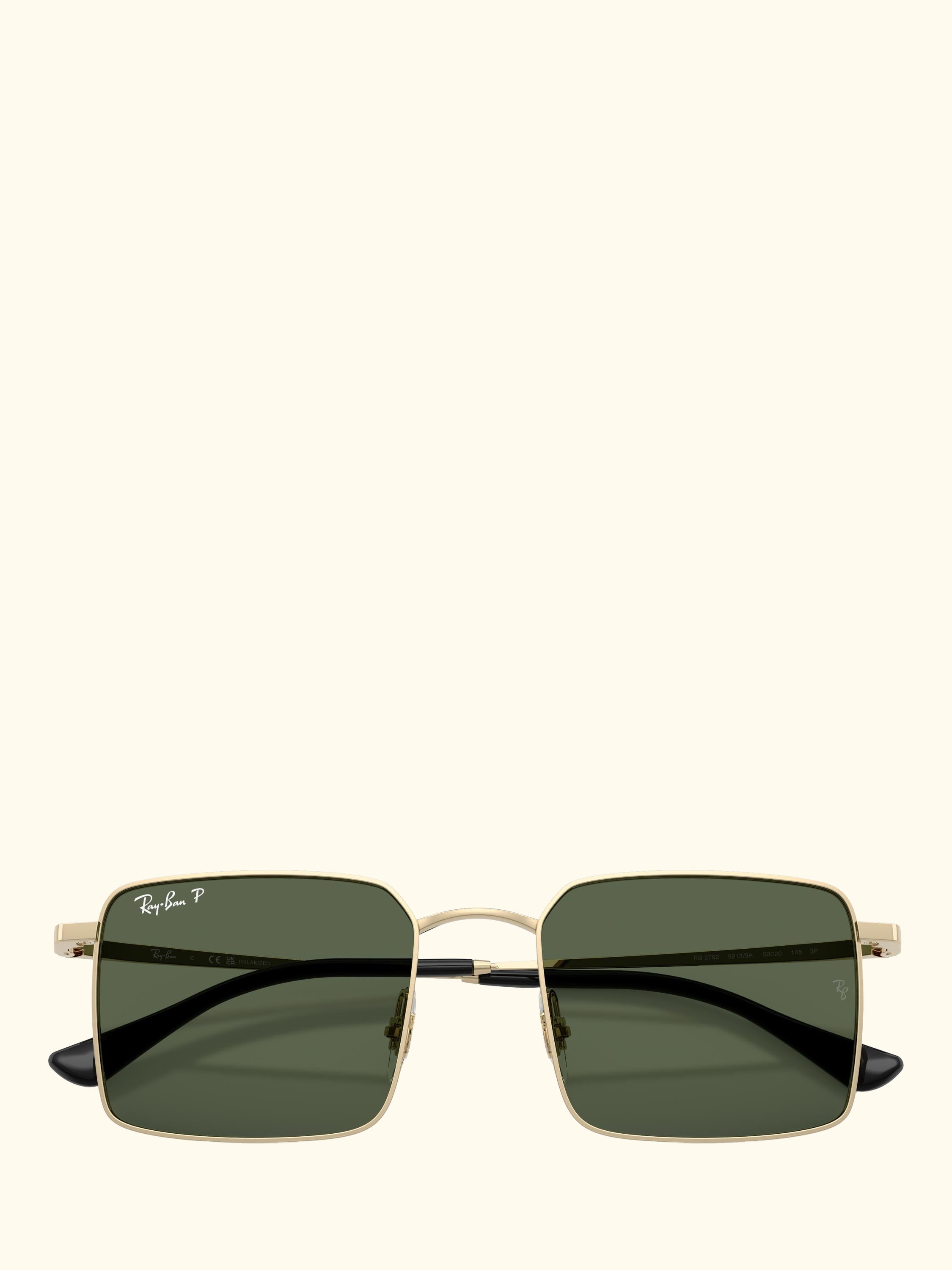 RB3782 Men's Idan Polarised Square Sunglasses, Pale Gold/Green