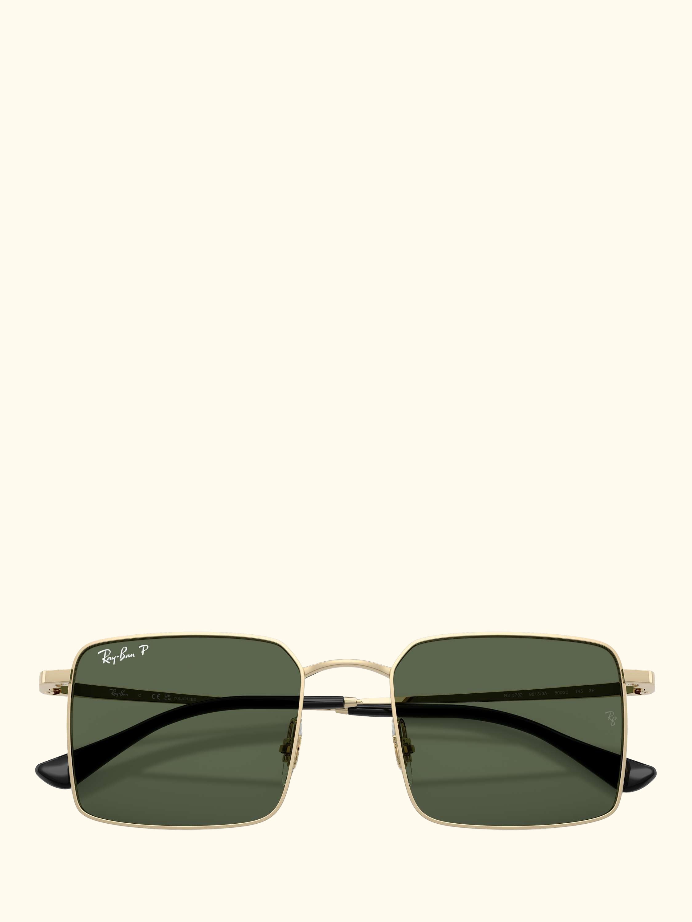 RB3782 Men's Idan Polarised Square Sunglasses, Pale Gold/Green