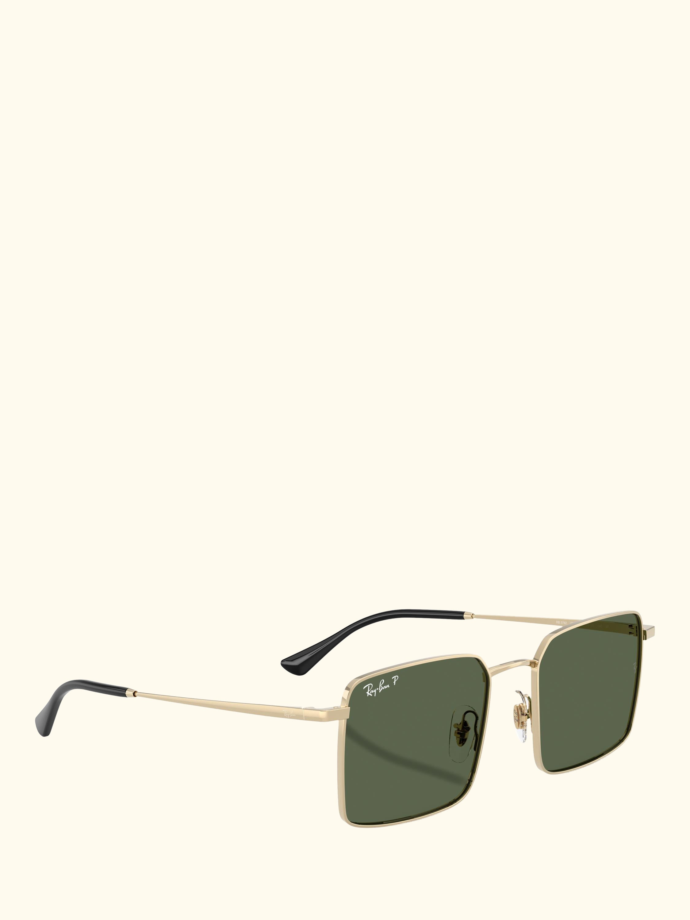RB3782 Men's Idan Polarised Square Sunglasses, Pale Gold/Green