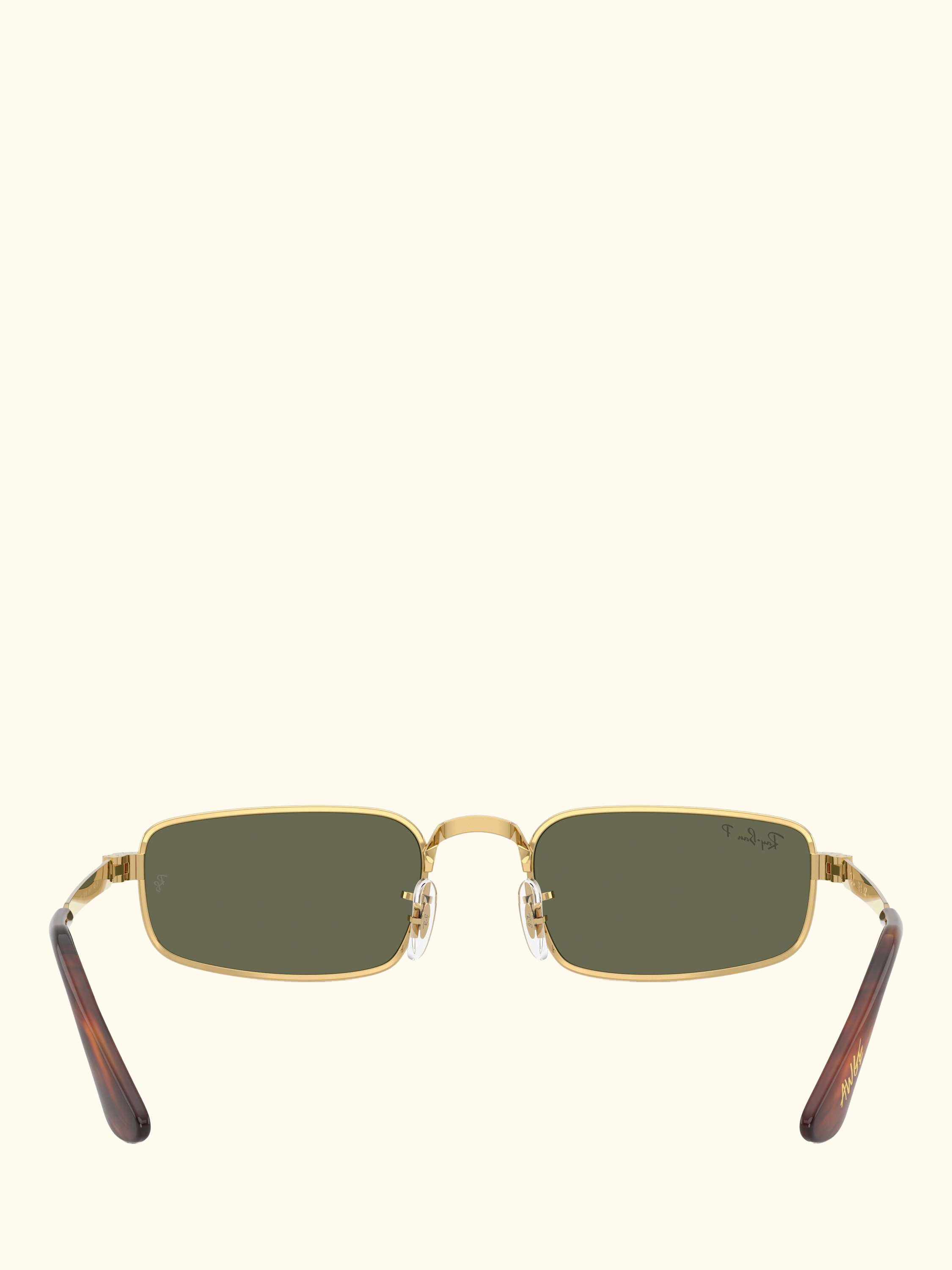 RB3927 Men's Rocky Polarised Rectangular Sunglasses, Arista Gold/Green