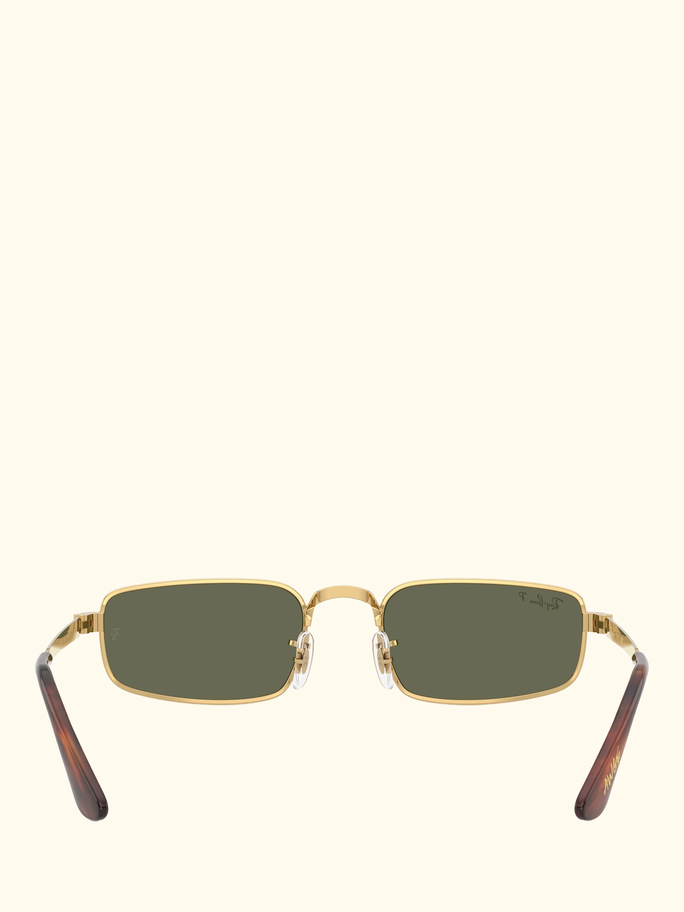 RB3927 Men's Rocky Polarised Rectangular Sunglasses, Arista Gold/Green