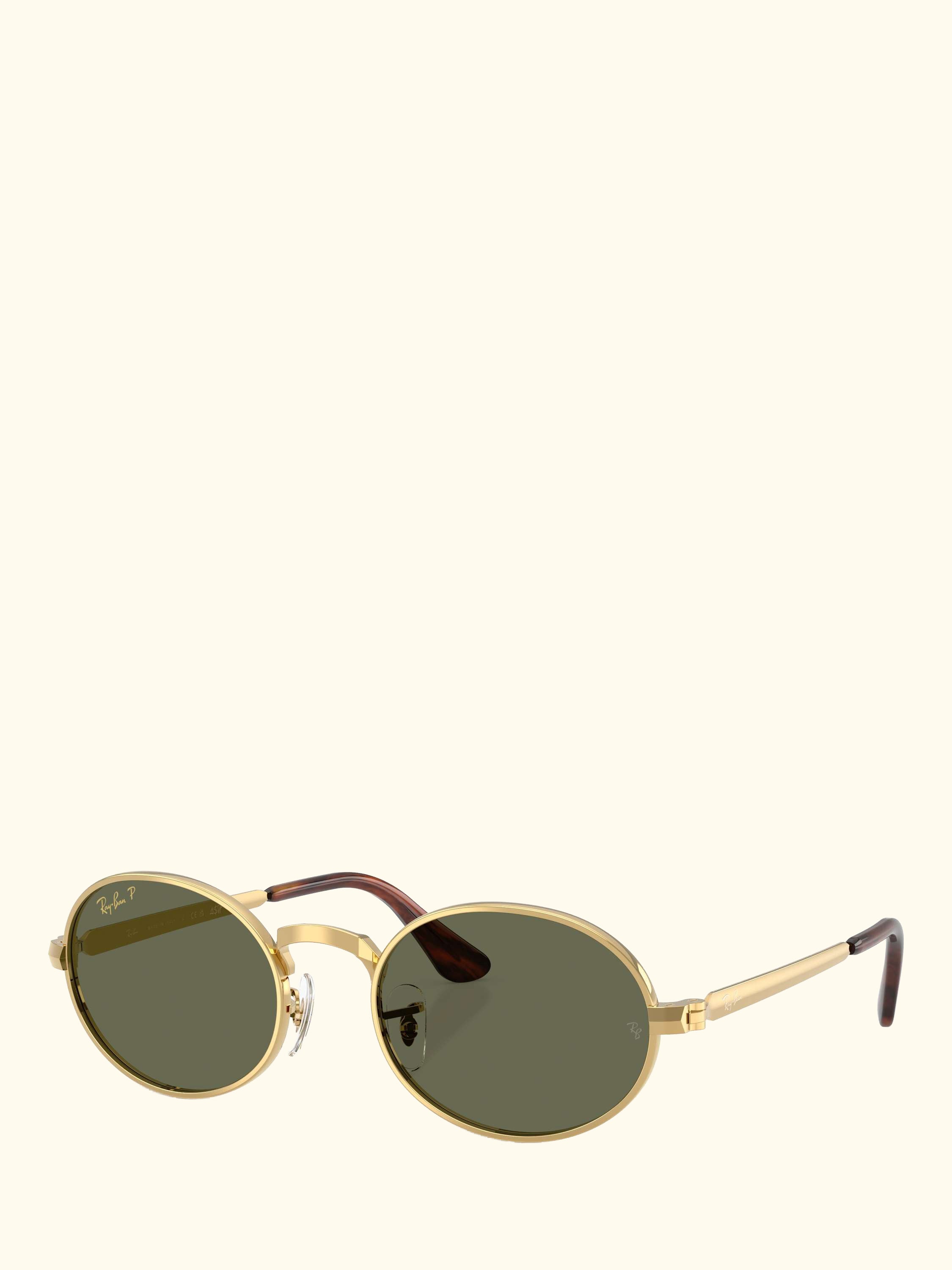RB3931 Men's Polarised Oval Sunglasses, Arista Gold/Green