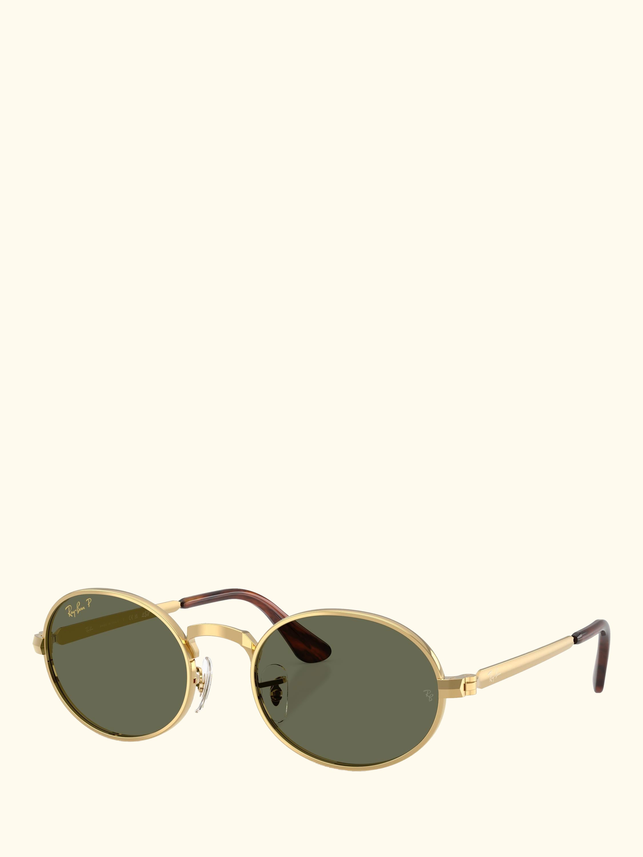 RB3931 Men's Polarised Oval Sunglasses, Arista Gold/Green