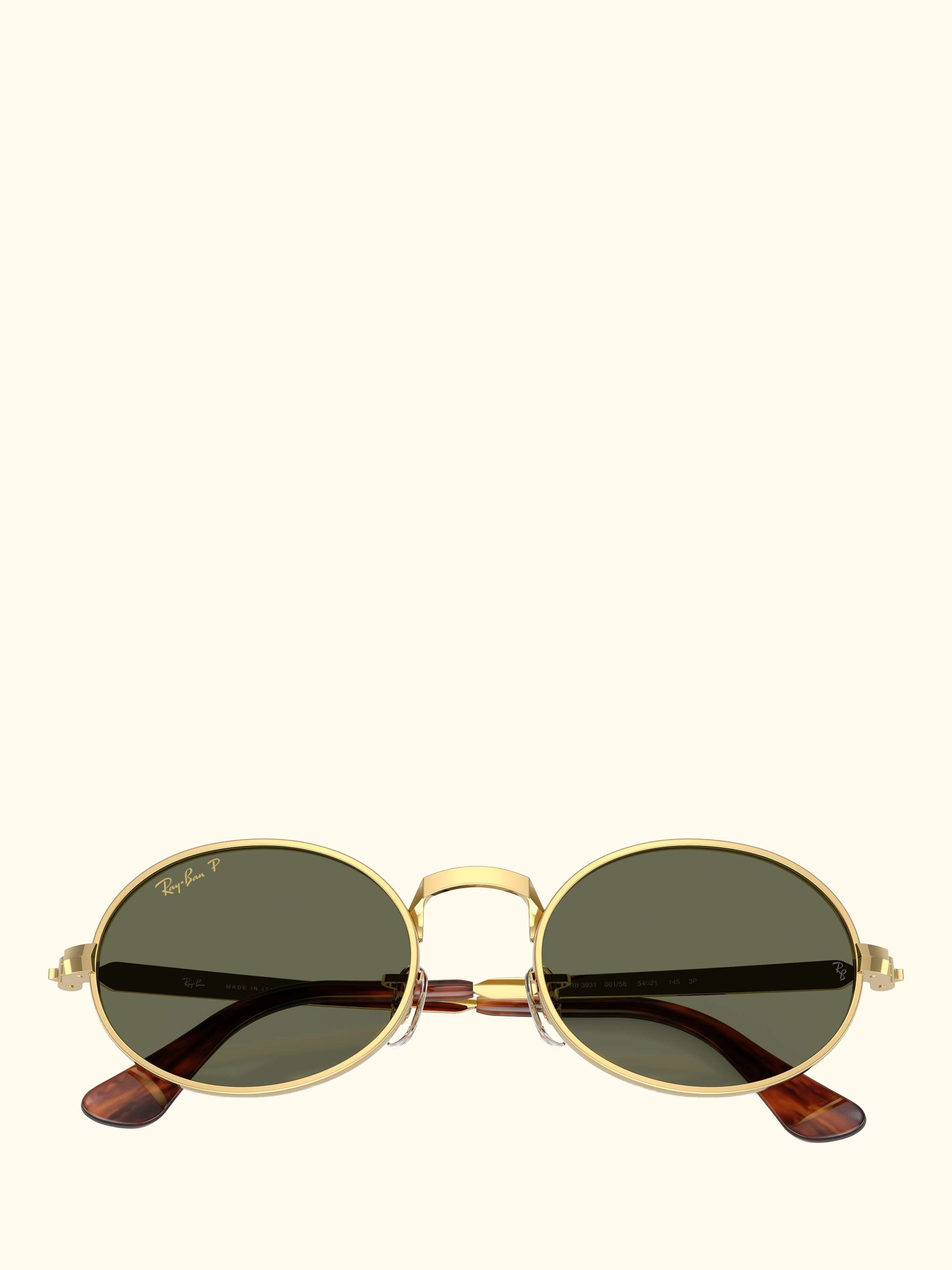 RB3931 Men's Polarised Oval Sunglasses, Arista Gold/Green