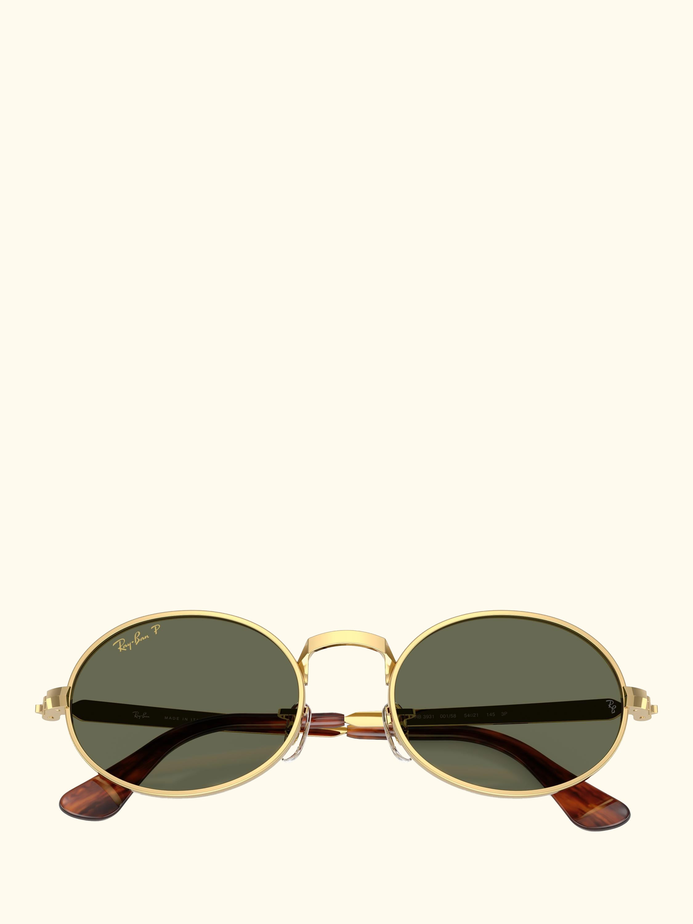 RB3931 Men's Polarised Oval Sunglasses, Arista Gold/Green