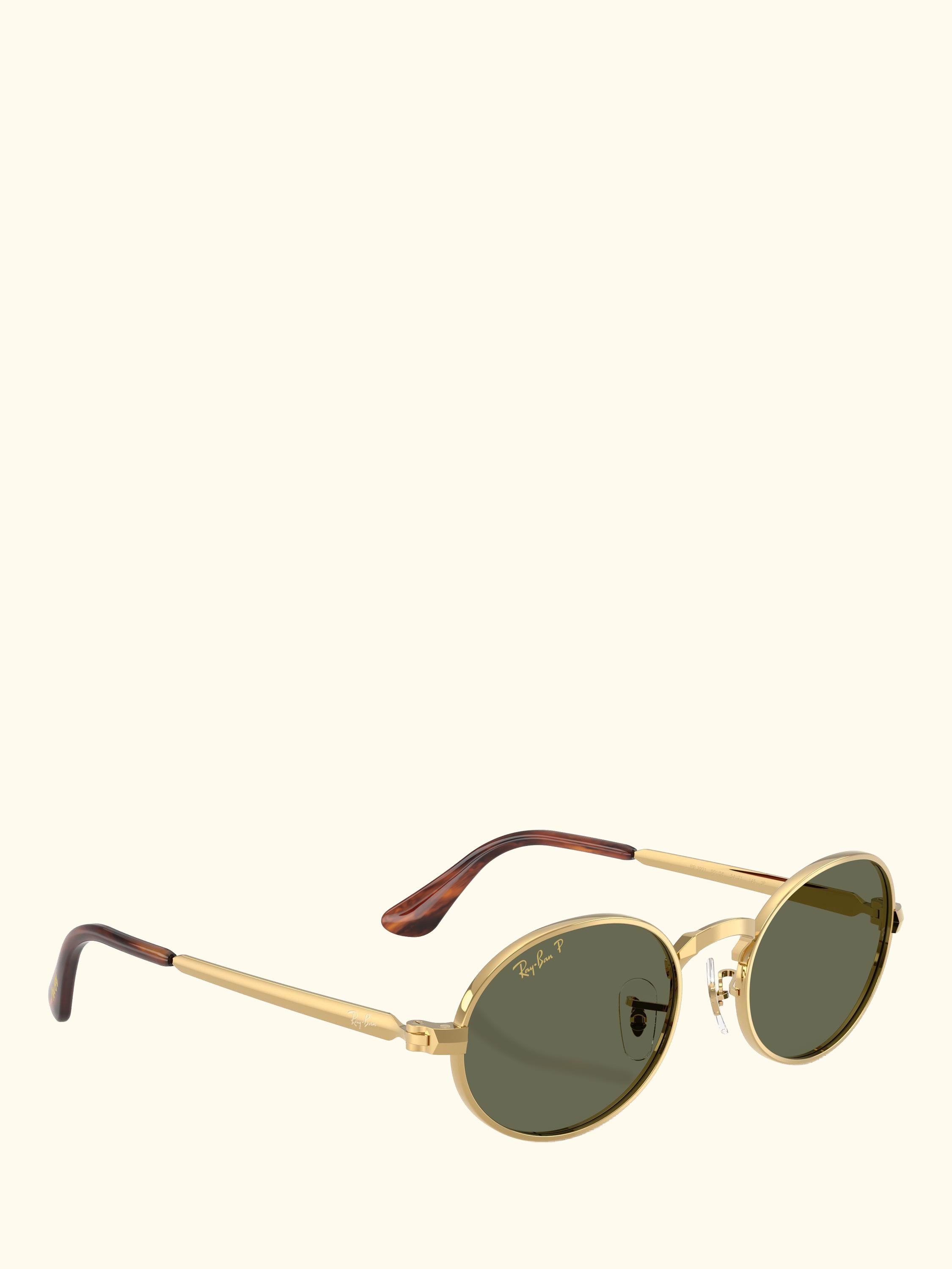 RB3931 Men's Polarised Oval Sunglasses, Arista Gold/Green