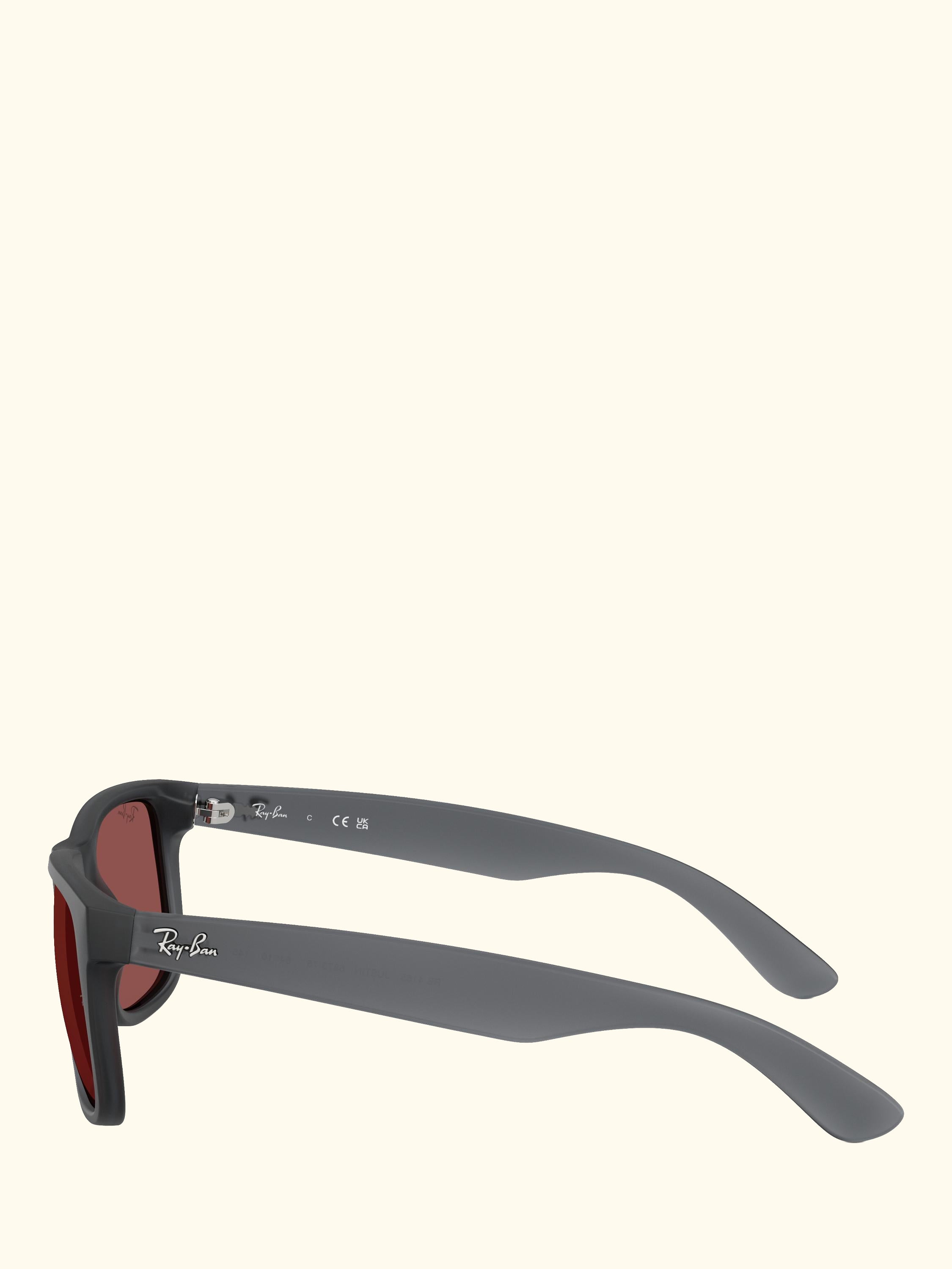 RB4165 Men's Justin Classic Square Sunglasses, Opal Grey/Red