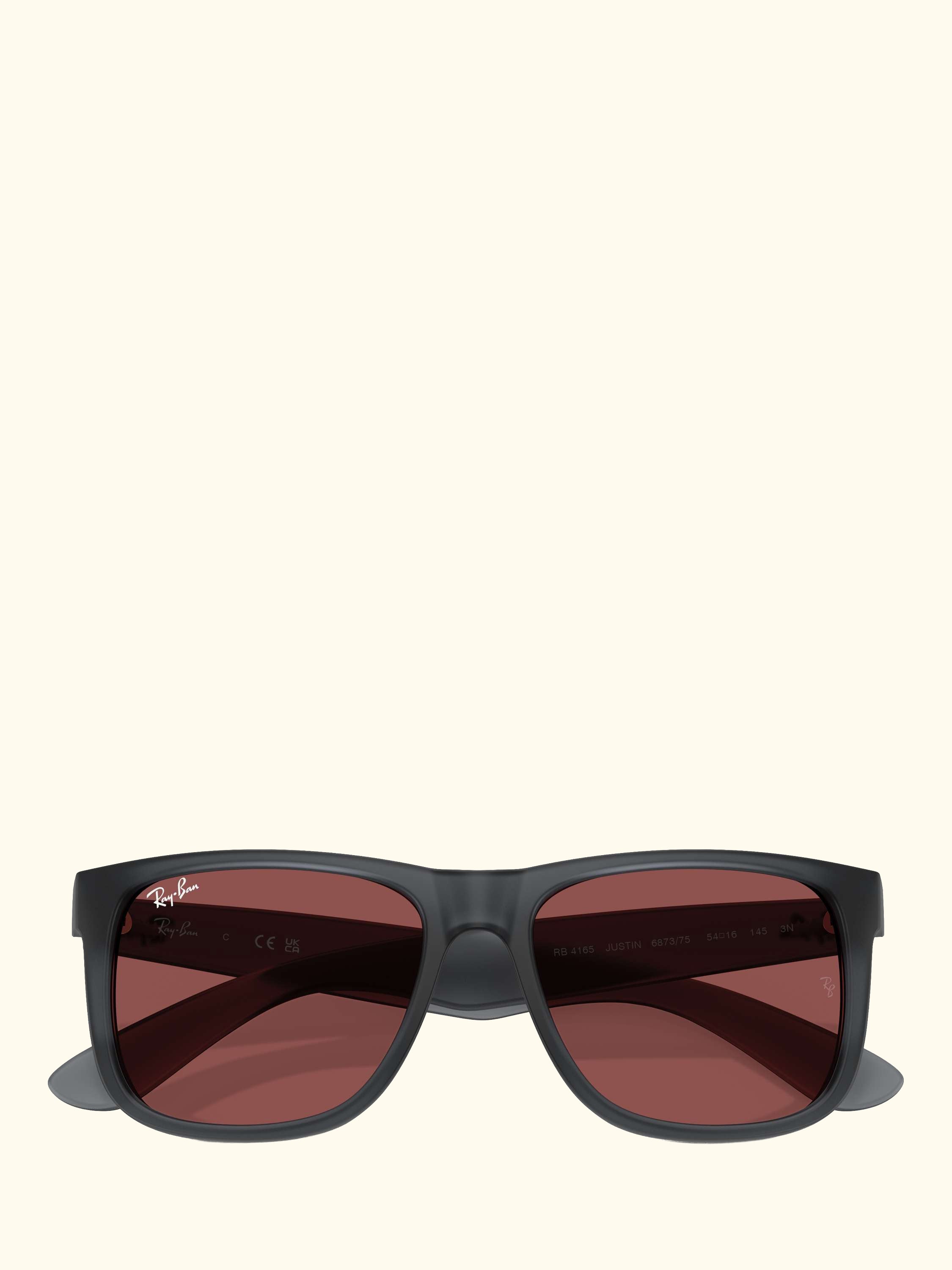 RB4165 Men's Justin Classic Square Sunglasses, Opal Grey/Red
