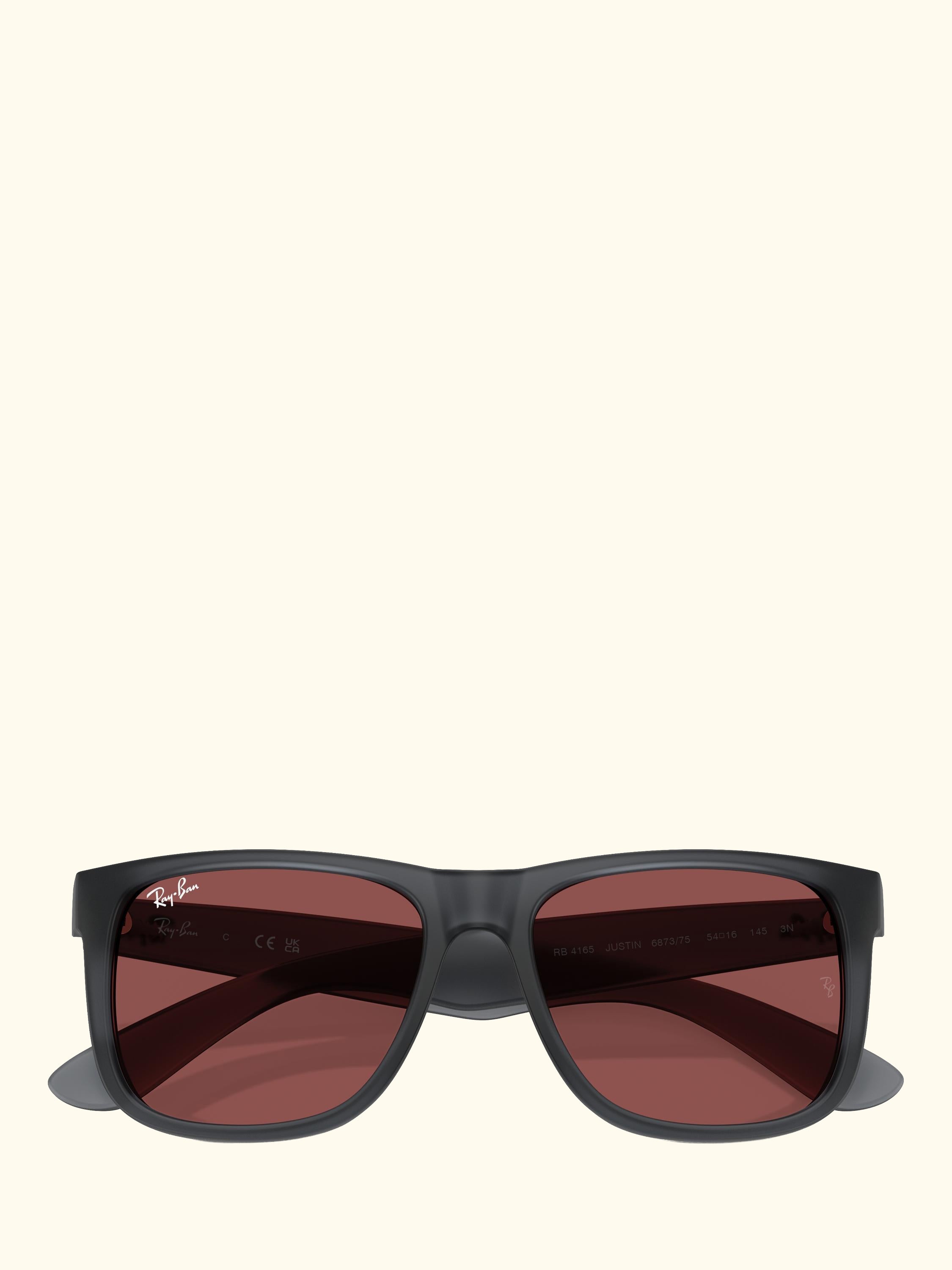 RB4165 Men's Justin Classic Square Sunglasses, Opal Grey/Red