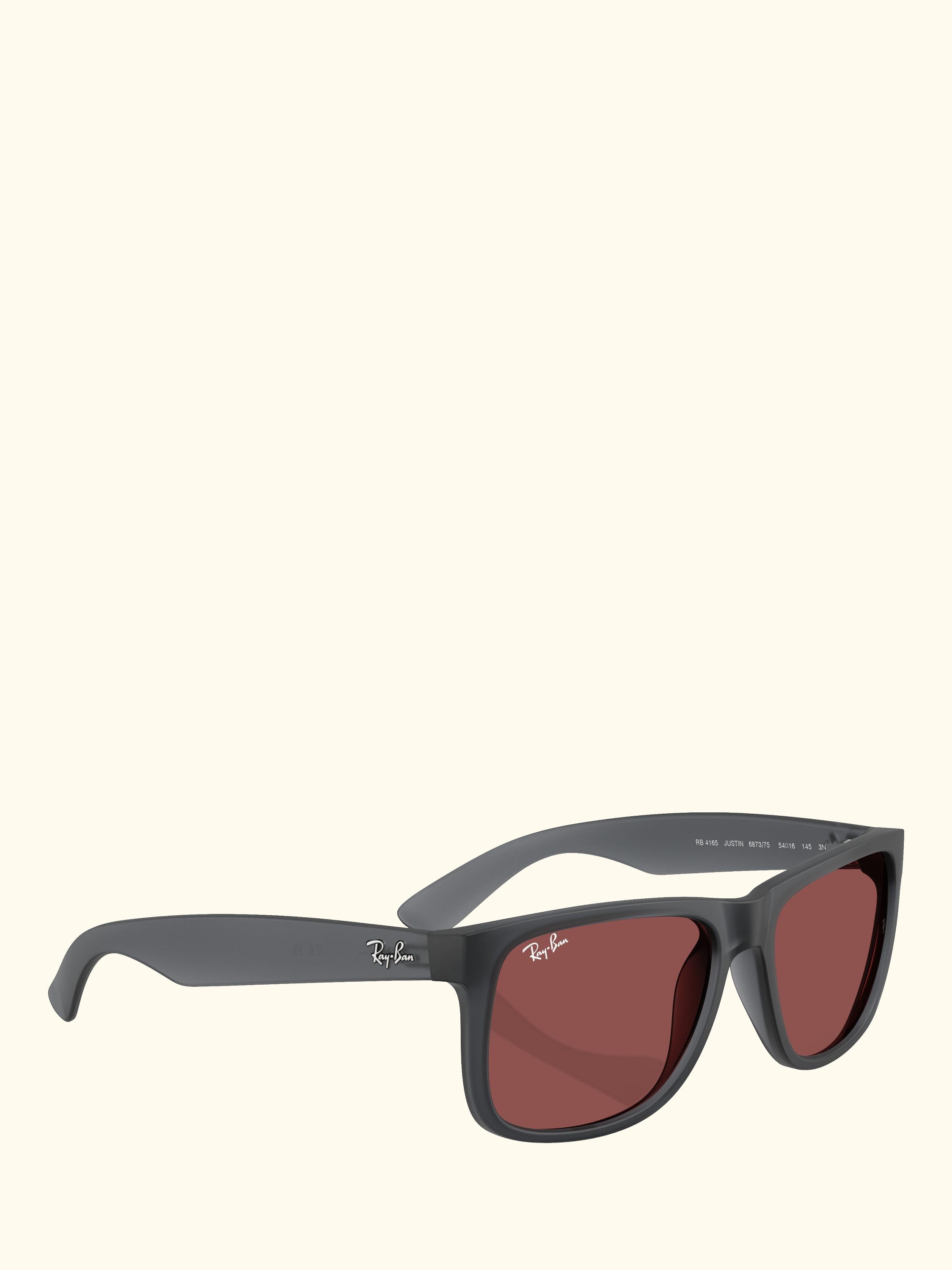 RB4165 Men's Justin Classic Square Sunglasses, Opal Grey/Red