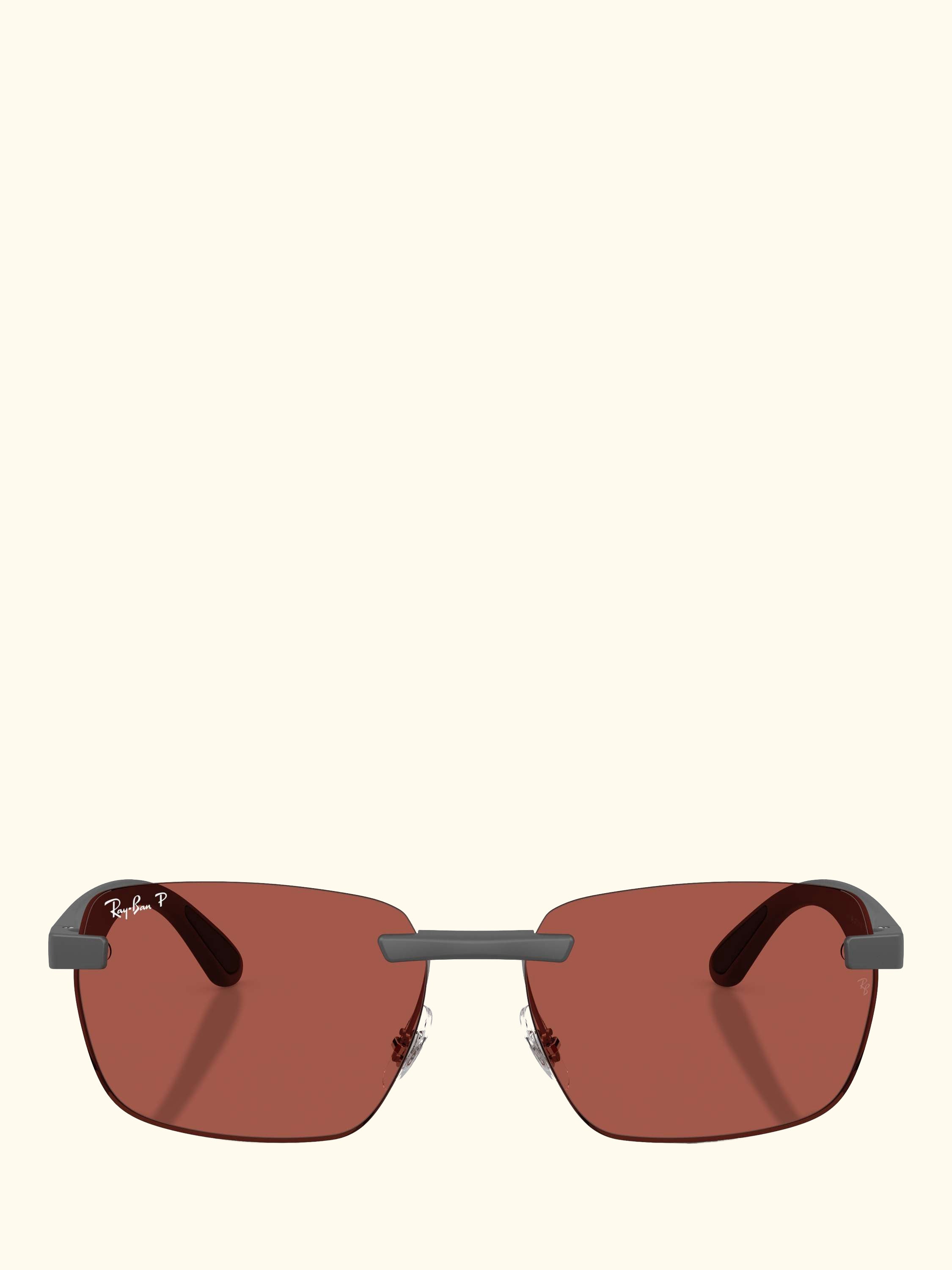 RB4470CH Men's Polarised Ultra Rectangular Sunglasses, Sand Grey/Red