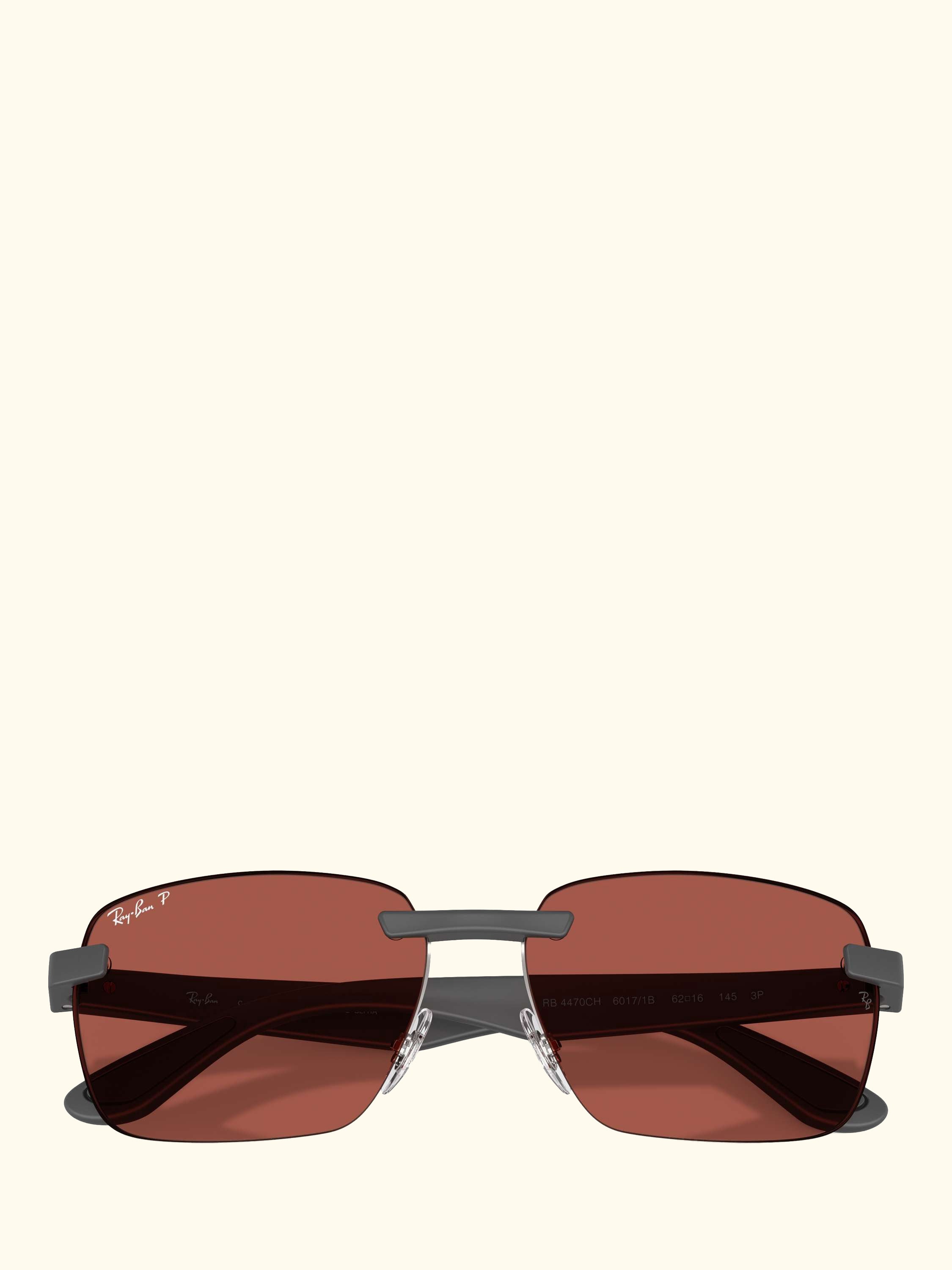 RB4470CH Men's Polarised Ultra Rectangular Sunglasses, Sand Grey/Red