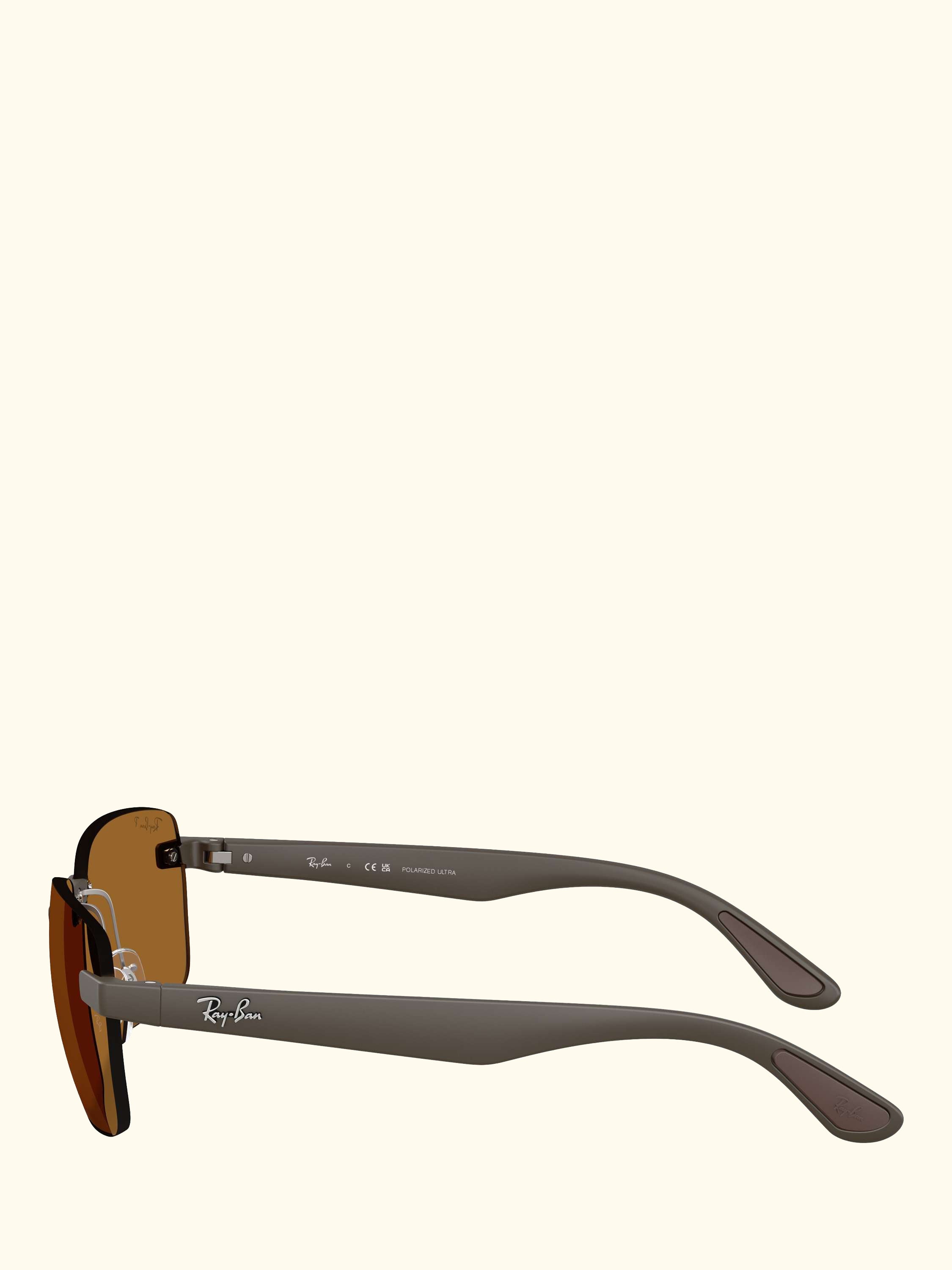 RB4470CH Men's Ultra Polarised Rectangular Sunglasses, Sand Brown/Brown