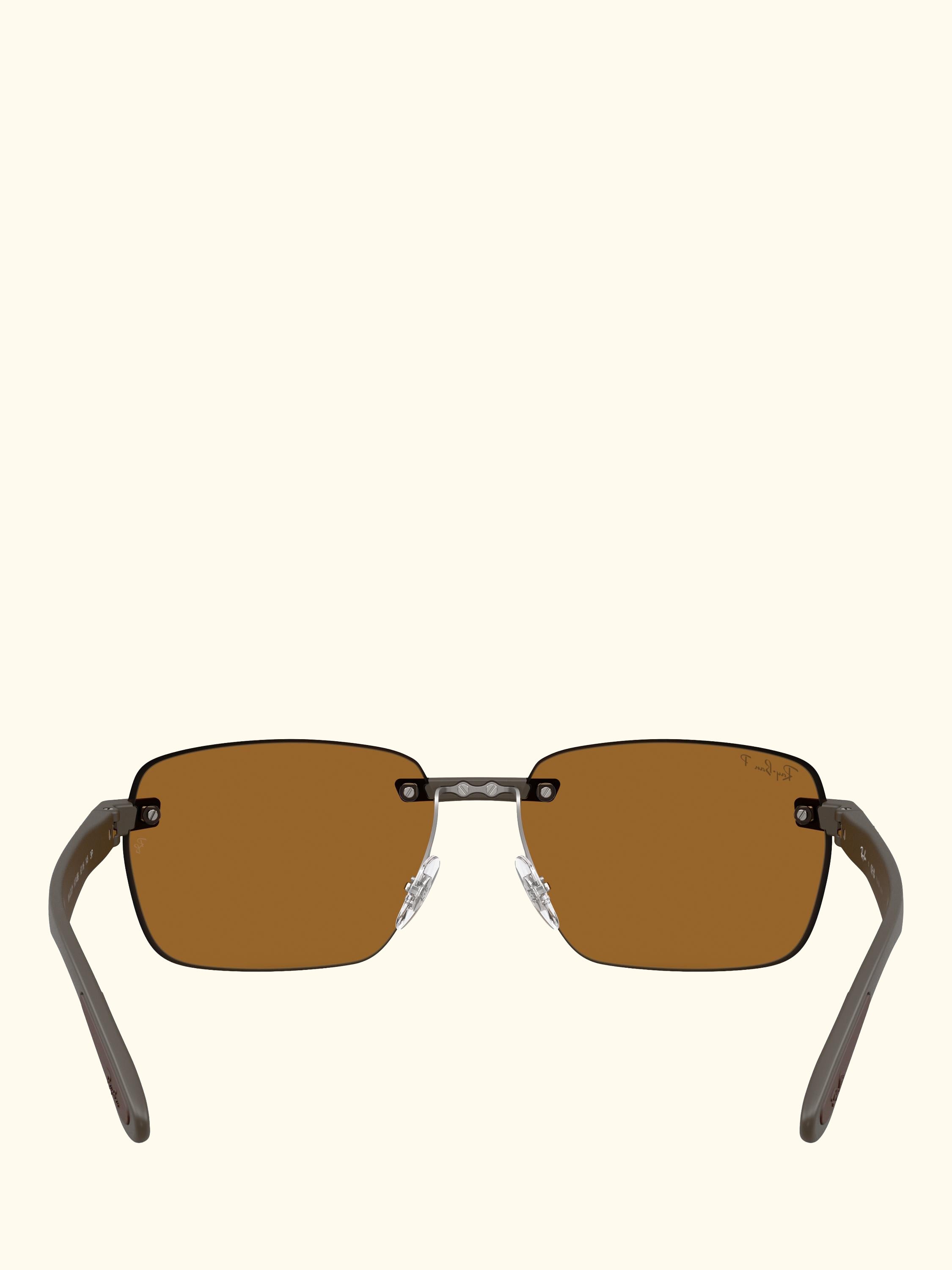 RB4470CH Men's Ultra Polarised Rectangular Sunglasses, Sand Brown/Brown
