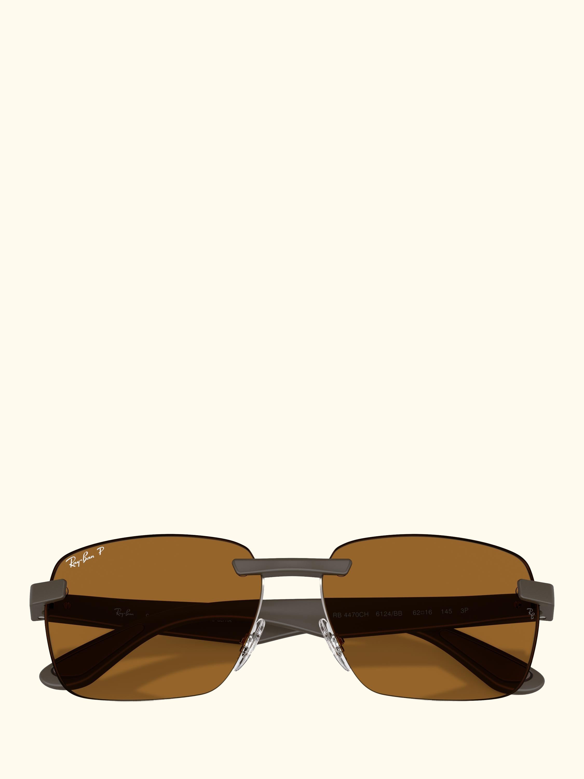 RB4470CH Men's Ultra Polarised Rectangular Sunglasses, Sand Brown/Brown