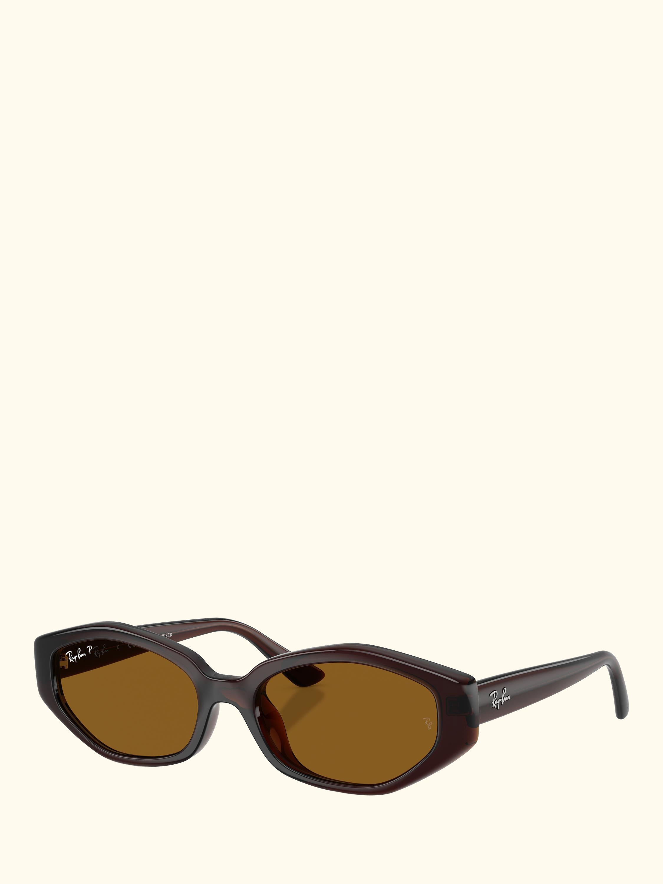 RB4473D Men's Polarised Irregular Sunglasses, Dark Brown/Brown