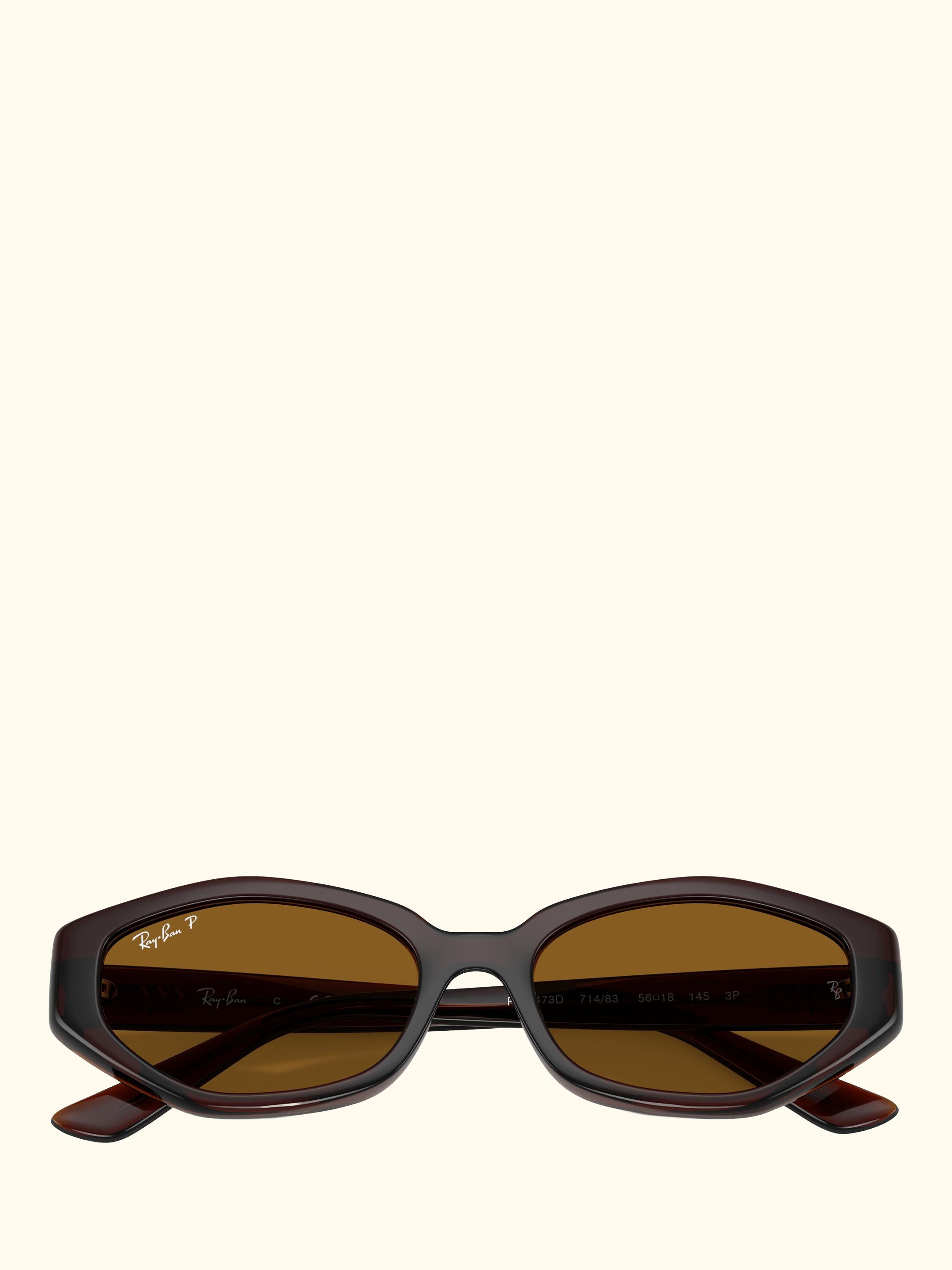 RB4473D Men's Polarised Irregular Sunglasses, Dark Brown/Brown