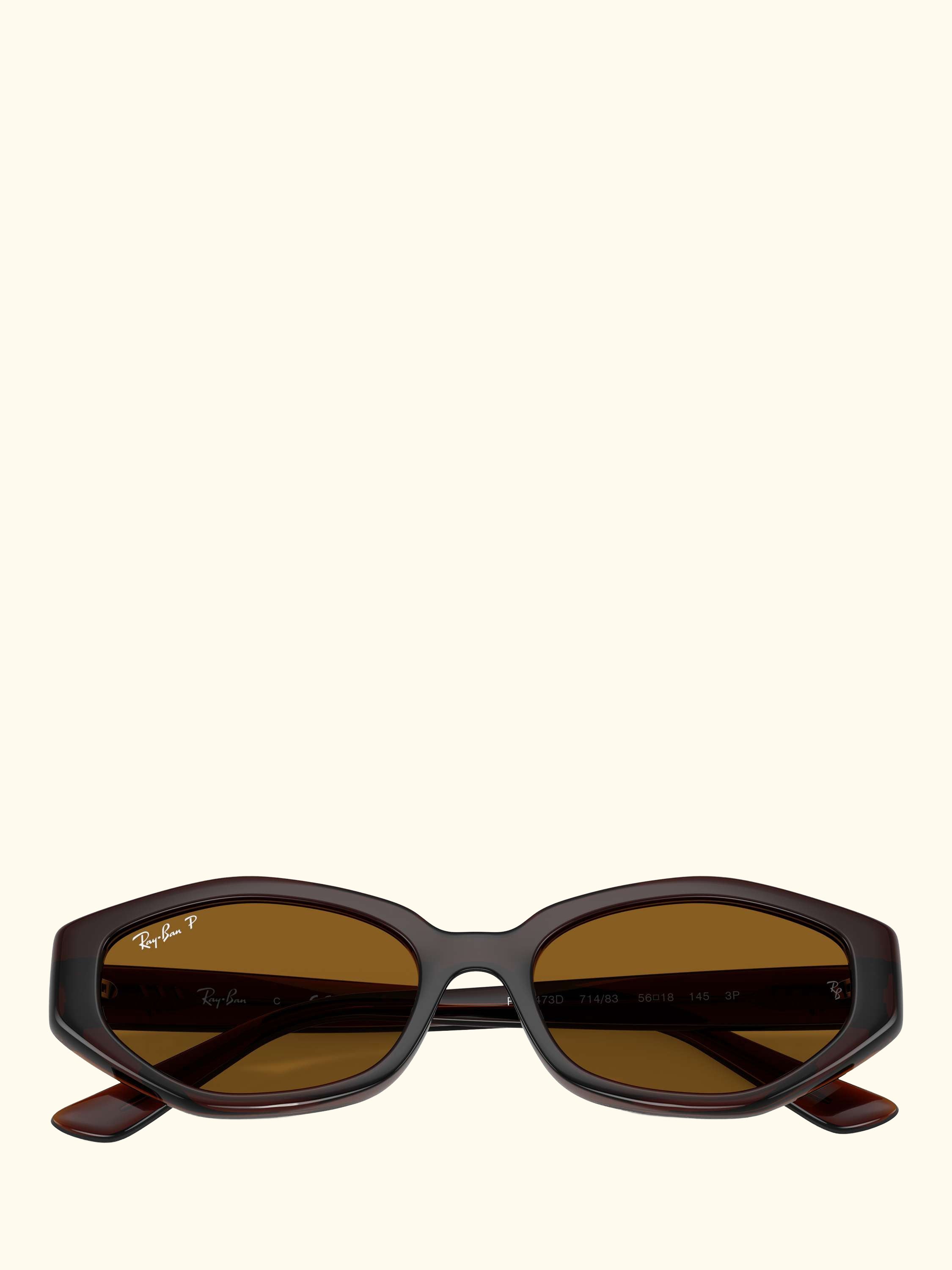 RB4473D Men's Polarised Irregular Sunglasses, Dark Brown/Brown