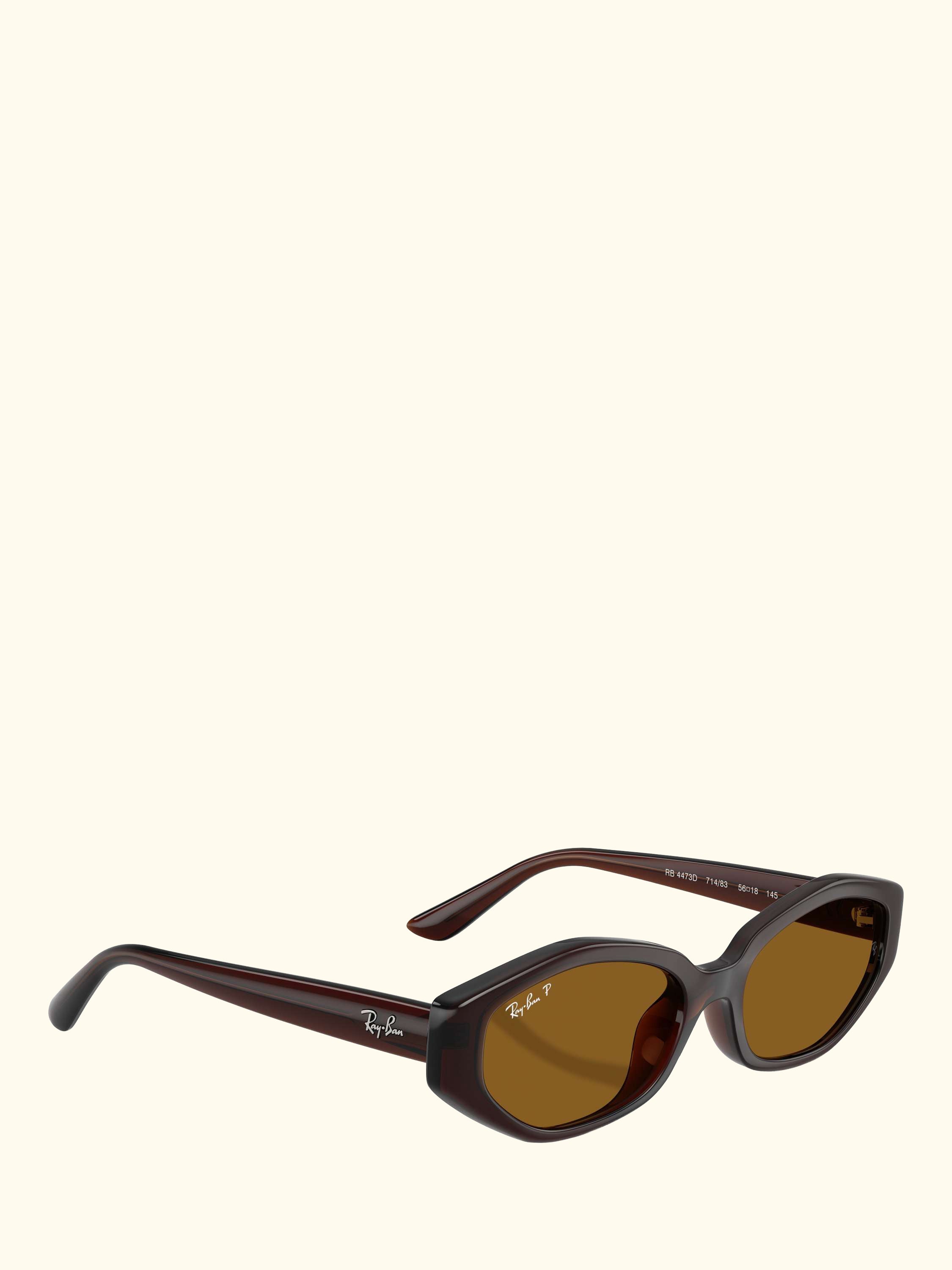 RB4473D Men's Polarised Irregular Sunglasses, Dark Brown/Brown