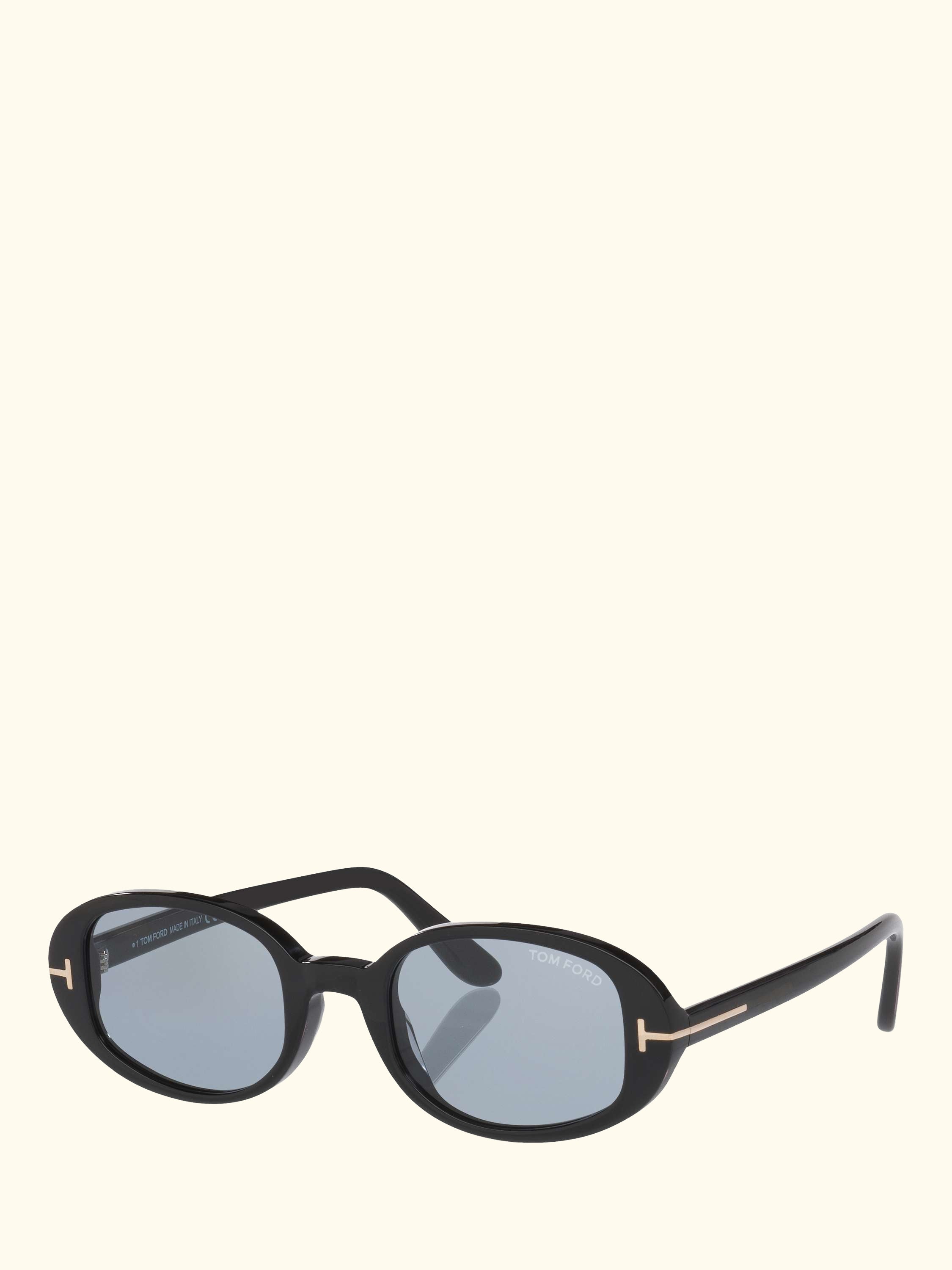 TR002277 Unisex Oval Sunglasses, Shiny Black/Blue