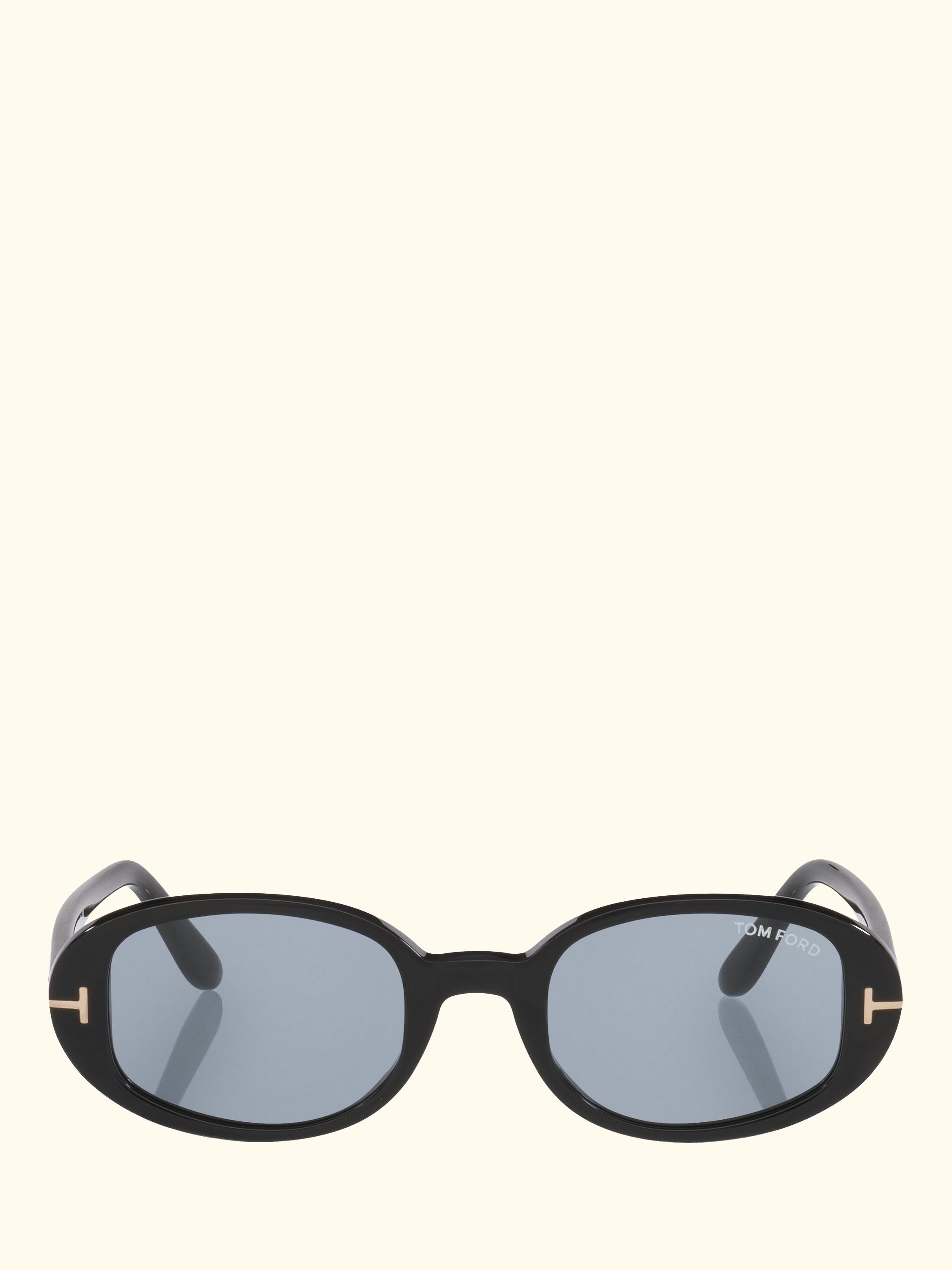 TR002277 Unisex Oval Sunglasses, Shiny Black/Blue