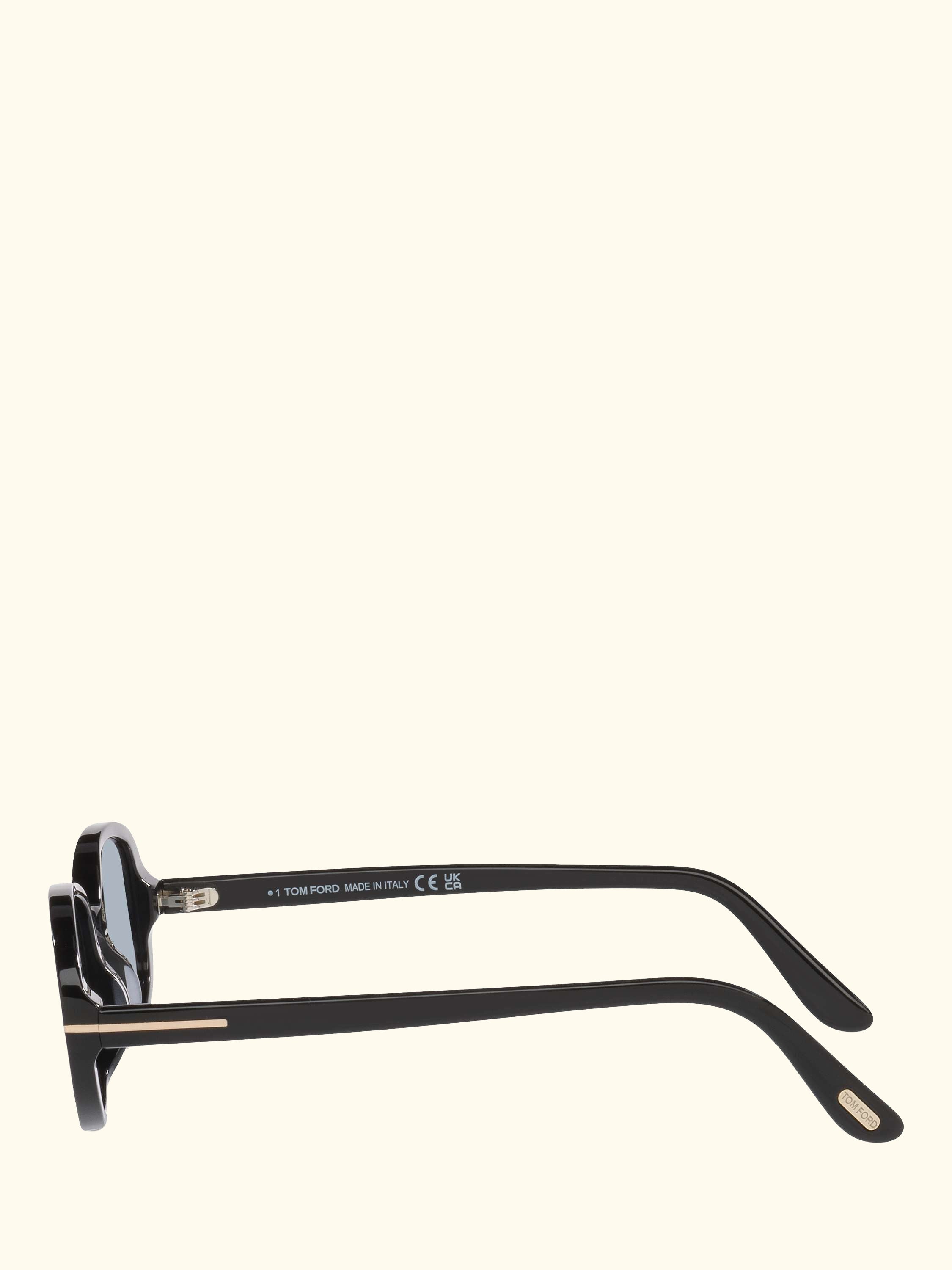 TR002277 Unisex Oval Sunglasses, Shiny Black/Blue