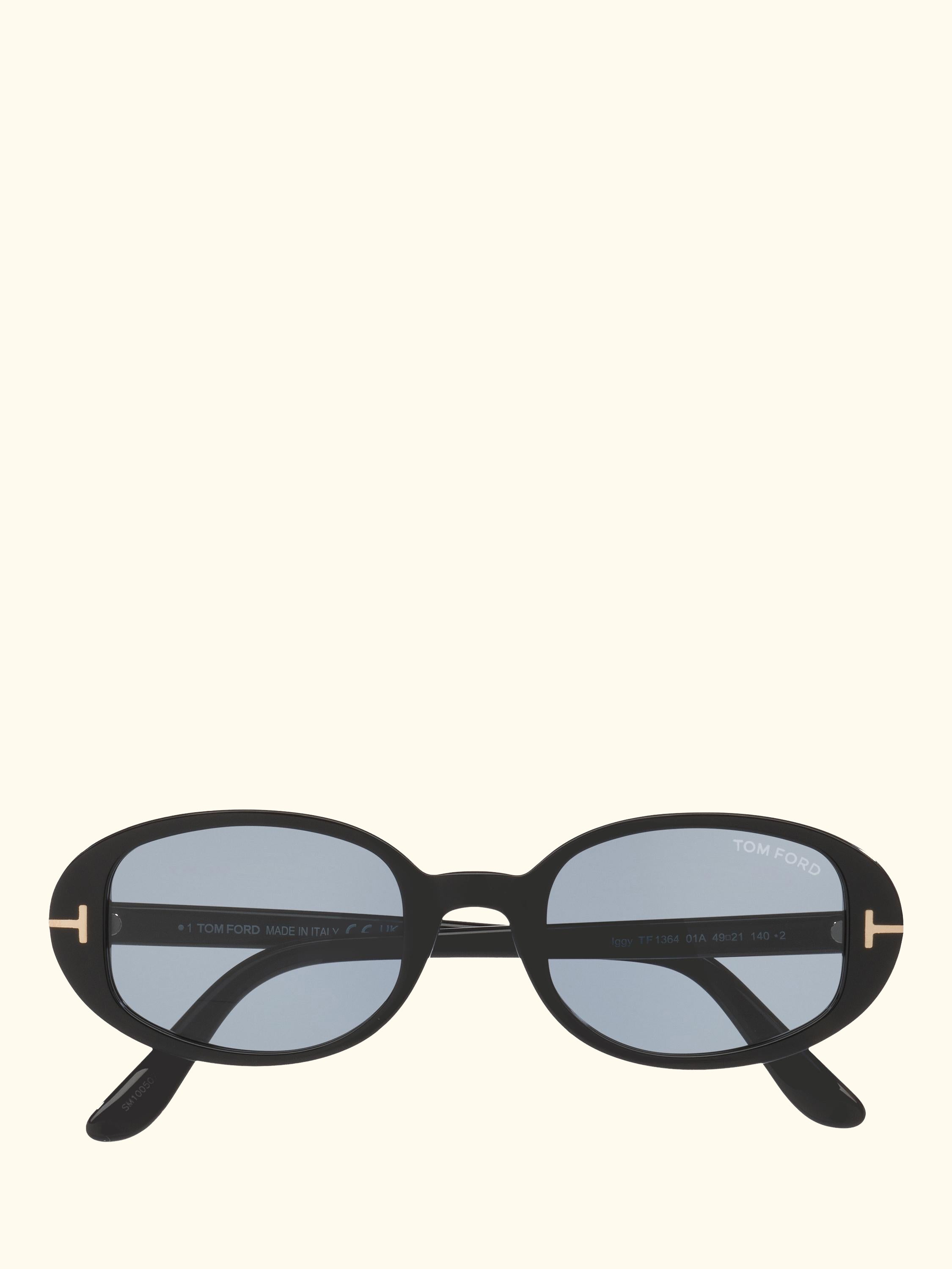 TR002277 Unisex Oval Sunglasses, Shiny Black/Blue