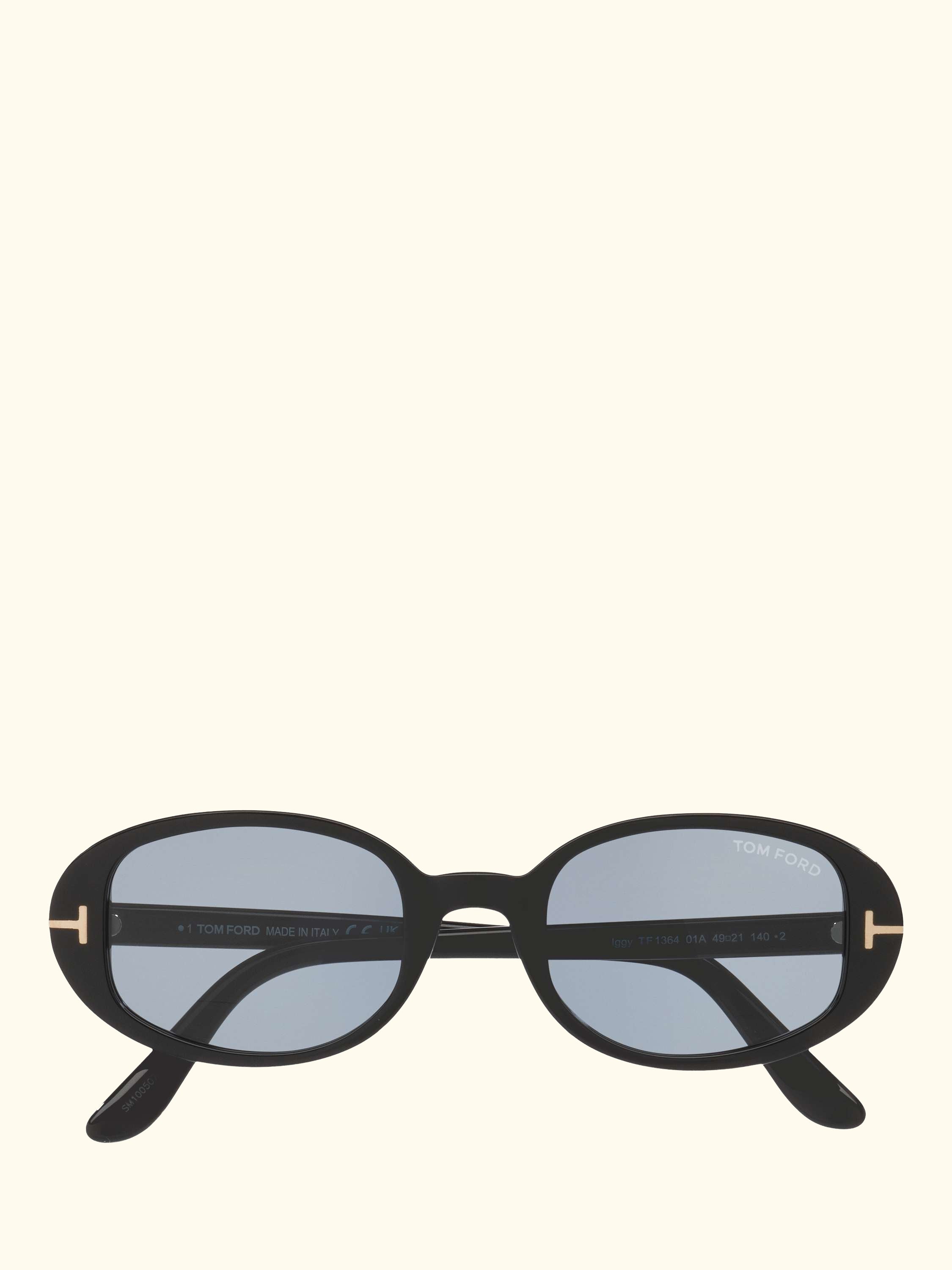 TR002277 Unisex Oval Sunglasses, Shiny Black/Blue