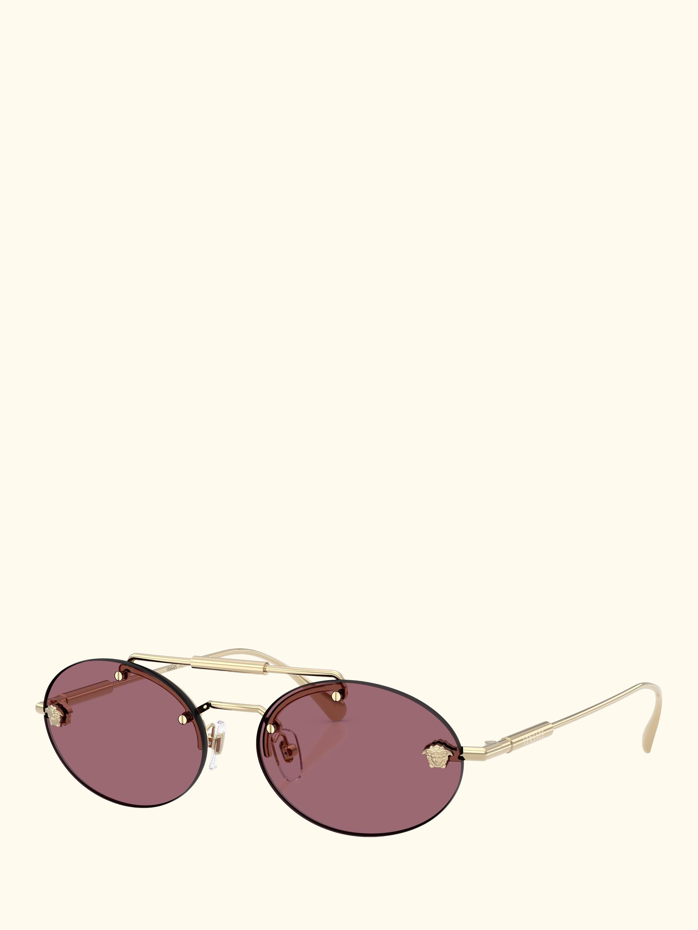 VE2295 Men's Oval Sunglasses, Pale Gold/Red