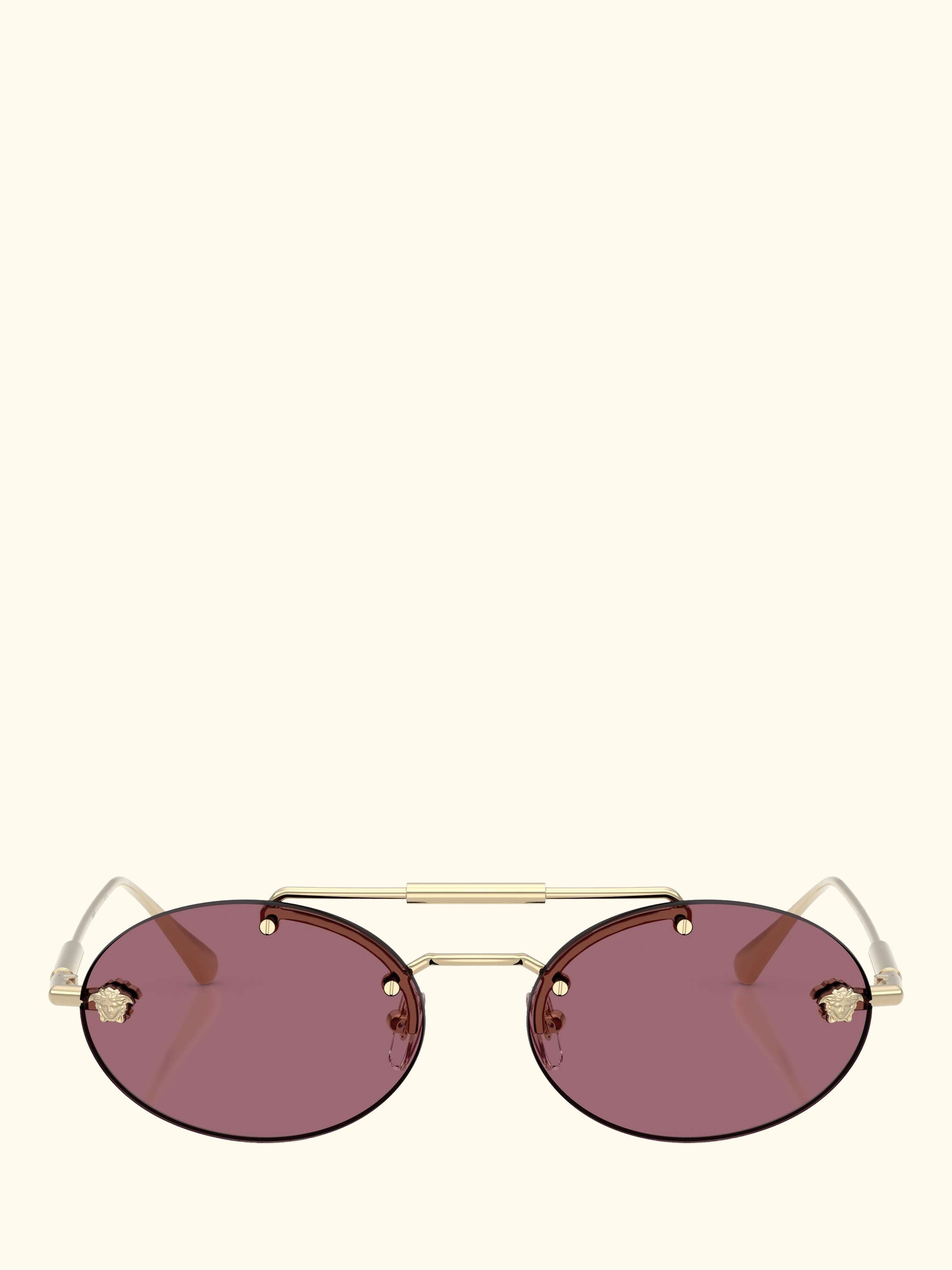 VE2295 Men's Oval Sunglasses, Pale Gold/Red