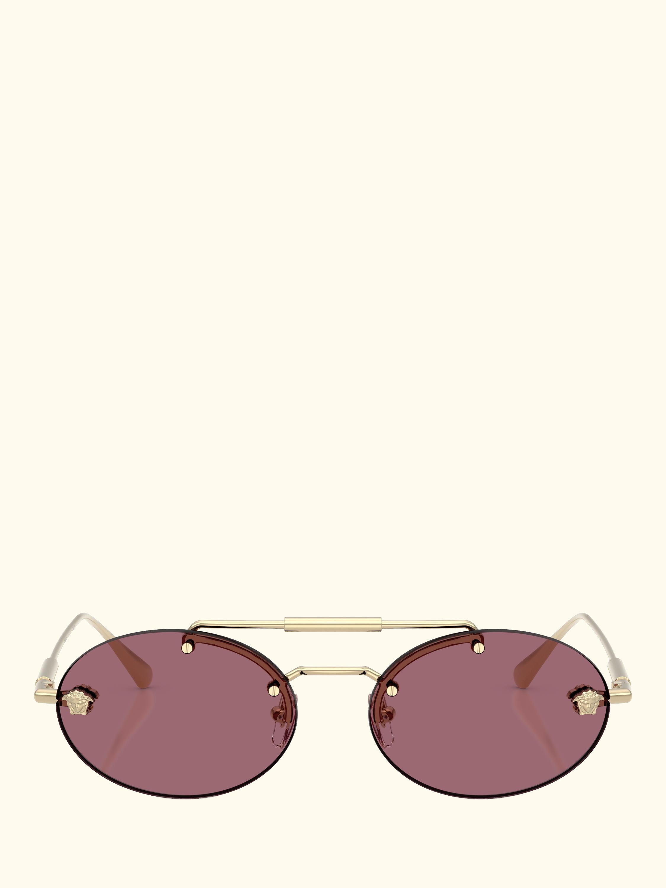VE2295 Men's Oval Sunglasses, Pale Gold/Red