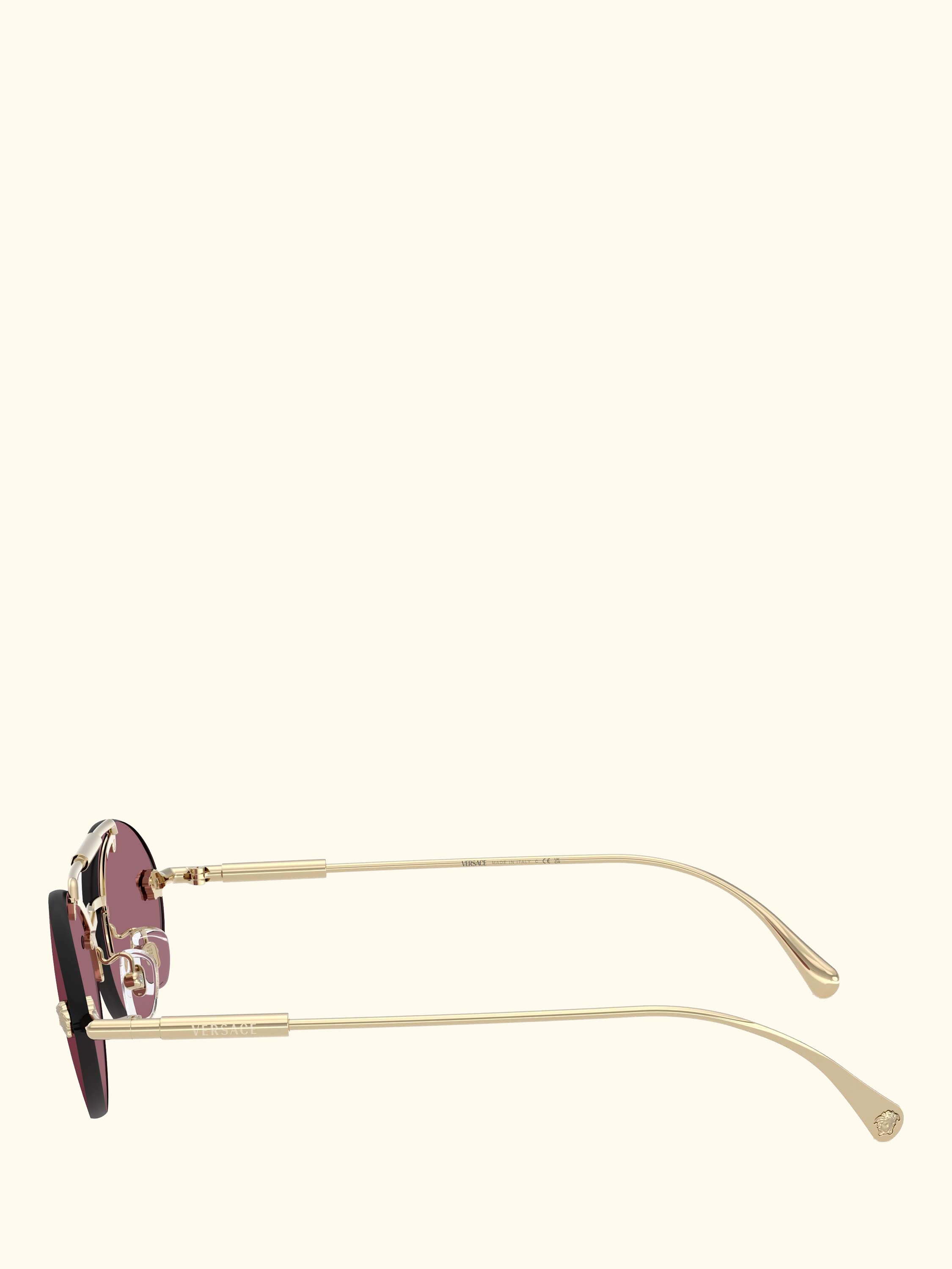 VE2295 Men's Oval Sunglasses, Pale Gold/Red