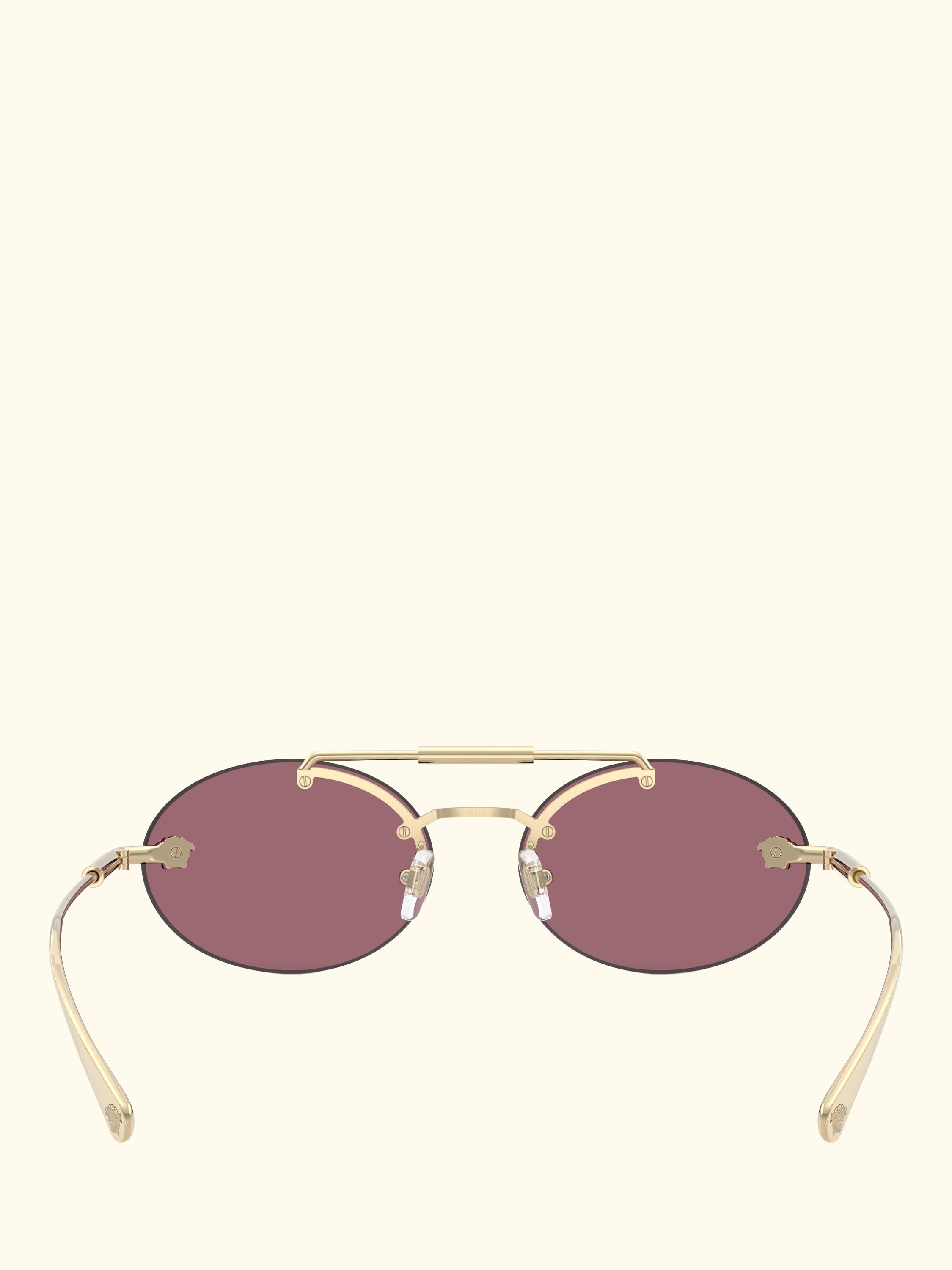 VE2295 Men's Oval Sunglasses, Pale Gold/Red