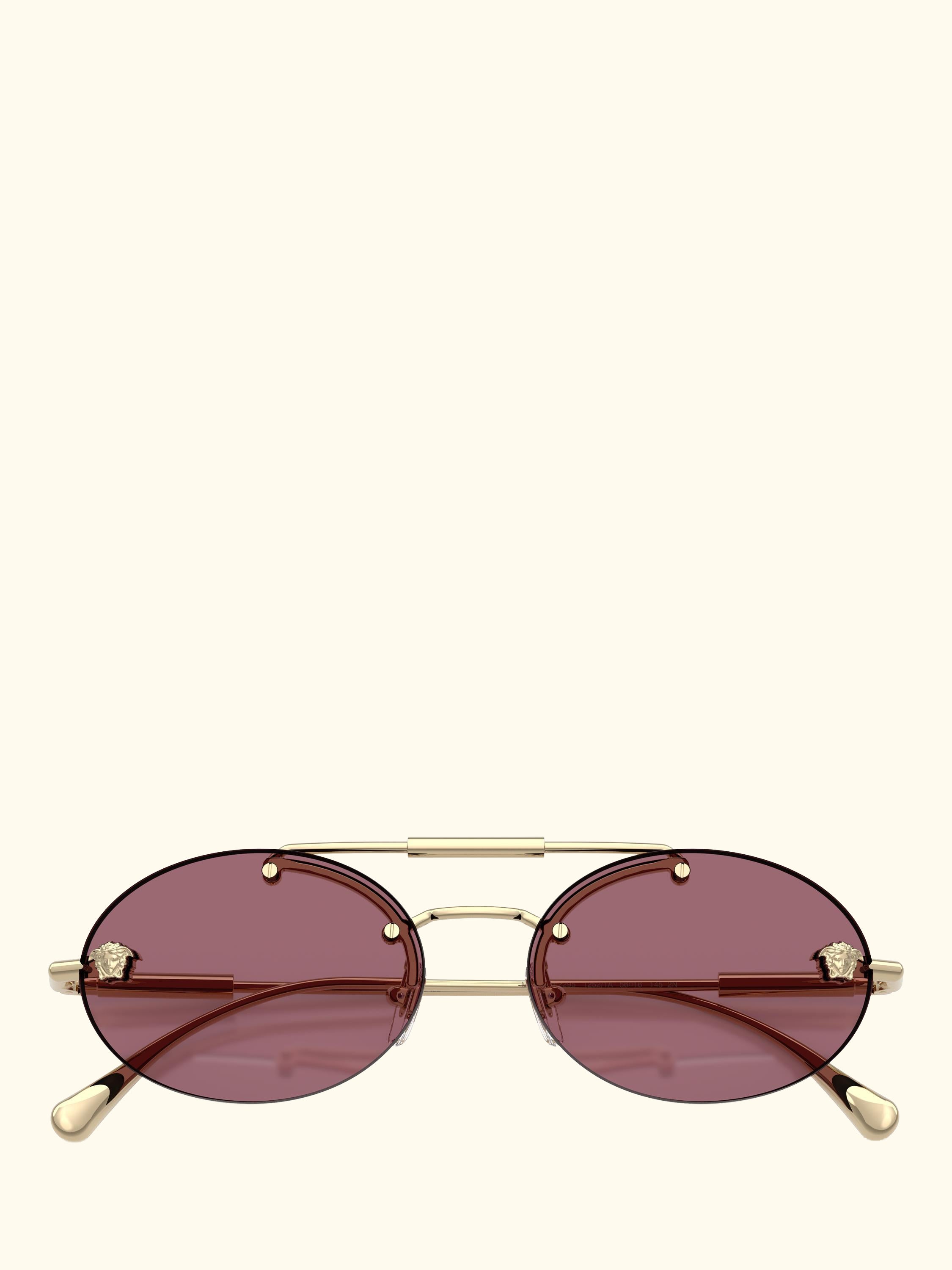 VE2295 Men's Oval Sunglasses, Pale Gold/Red