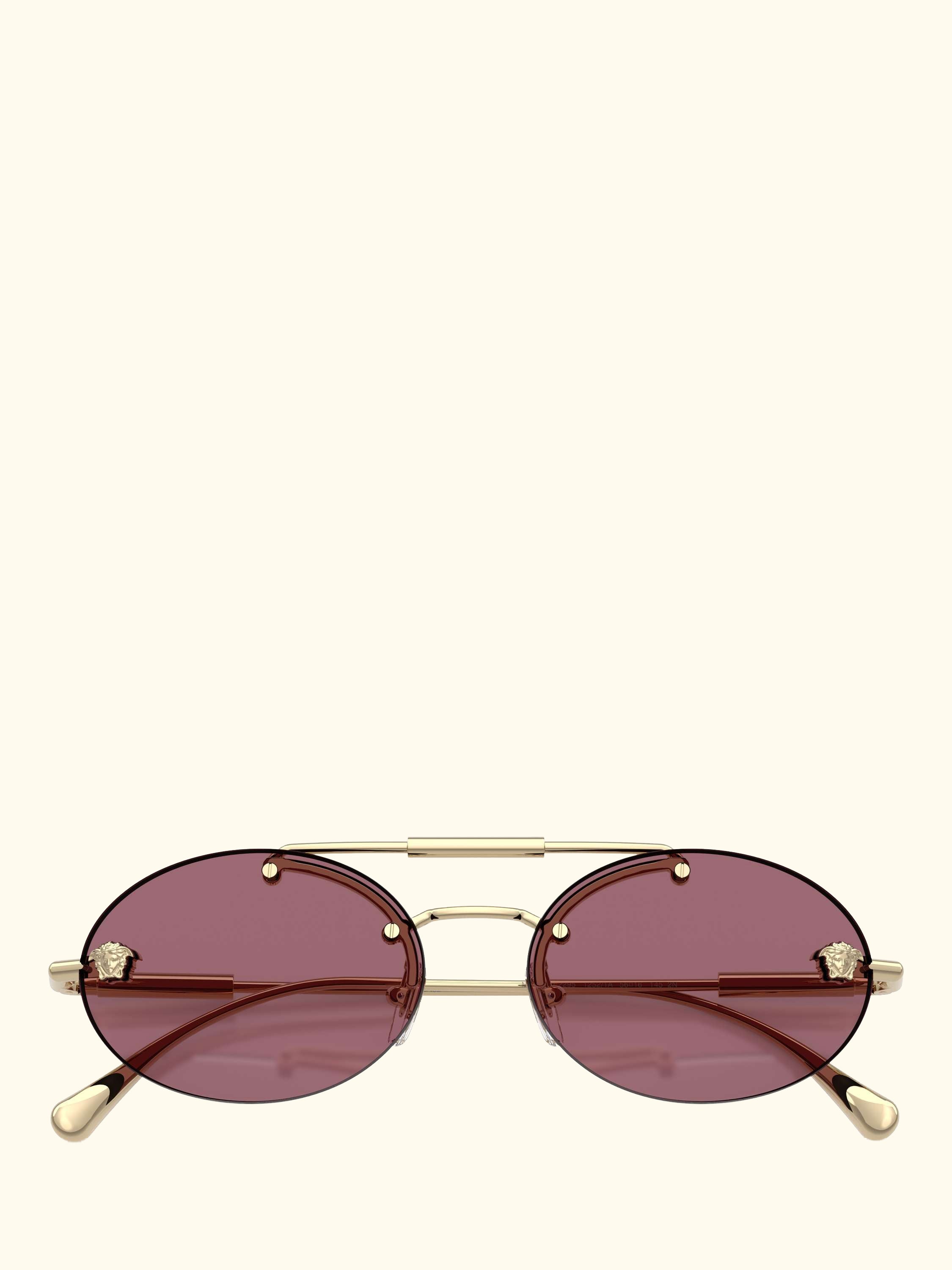 VE2295 Men's Oval Sunglasses, Pale Gold/Red