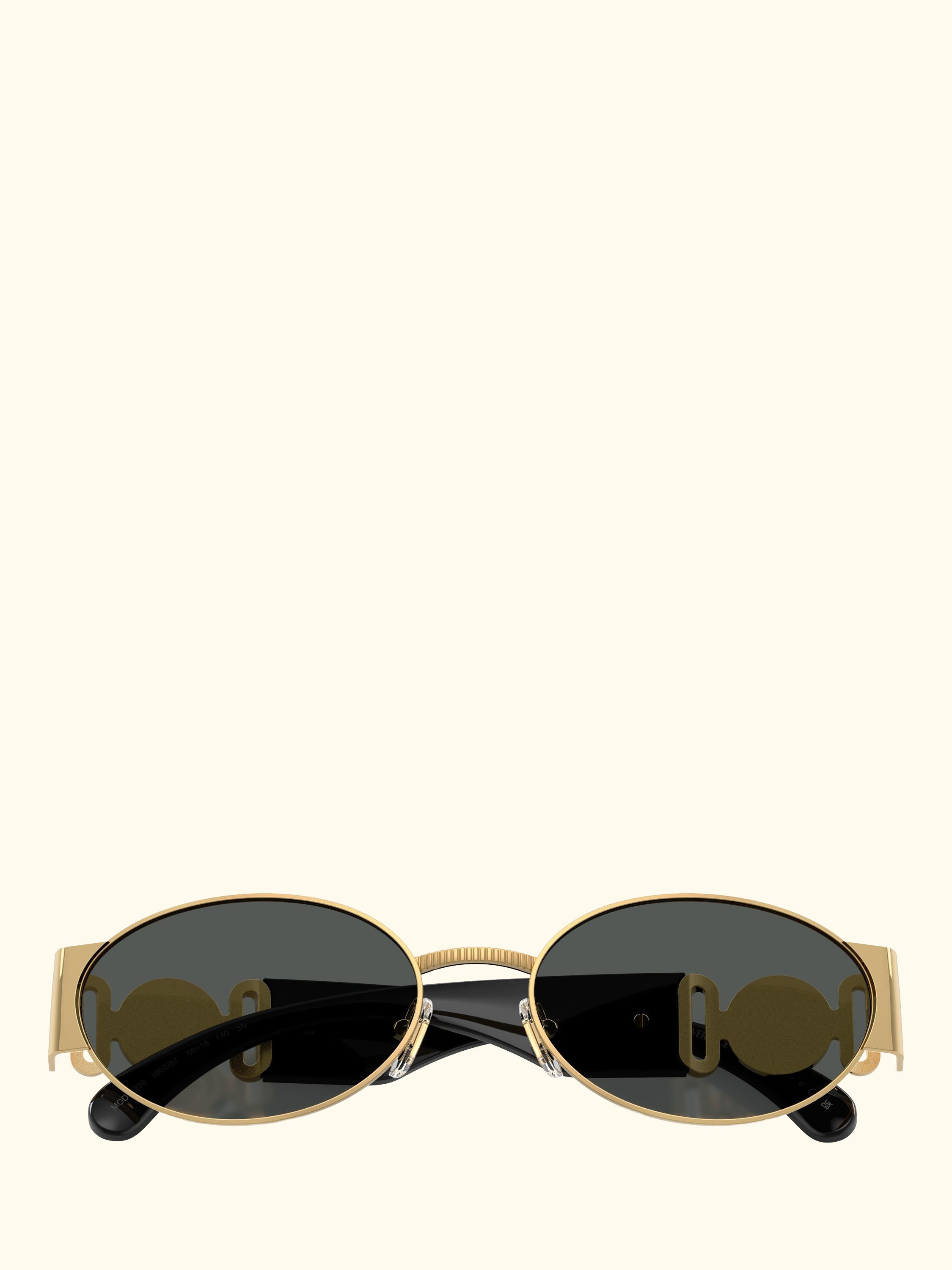 VE2299 Men's Oval Sunglasses, Gold/Black