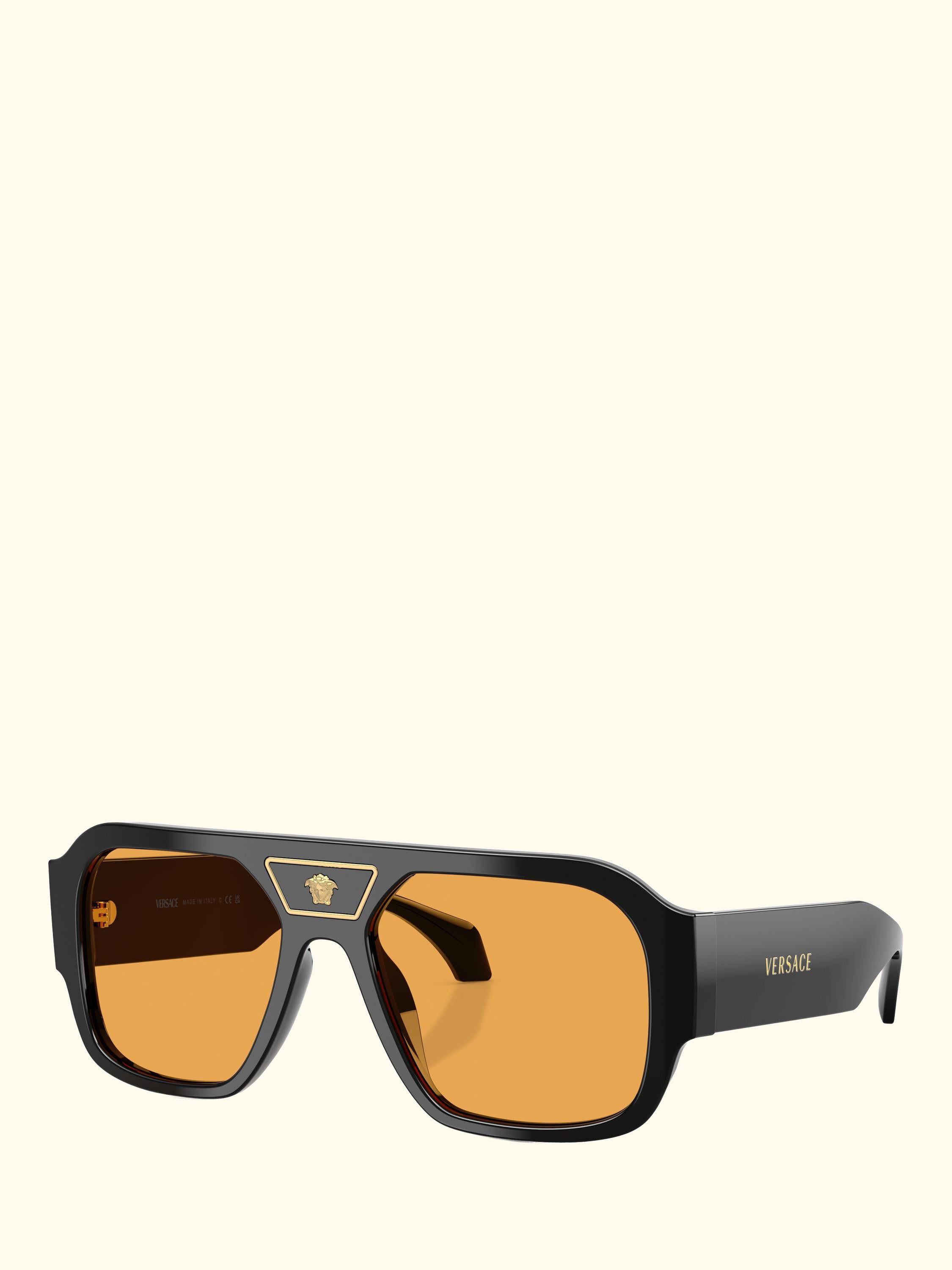VE4508U Men's Oval Sunglasses, Black/Orange