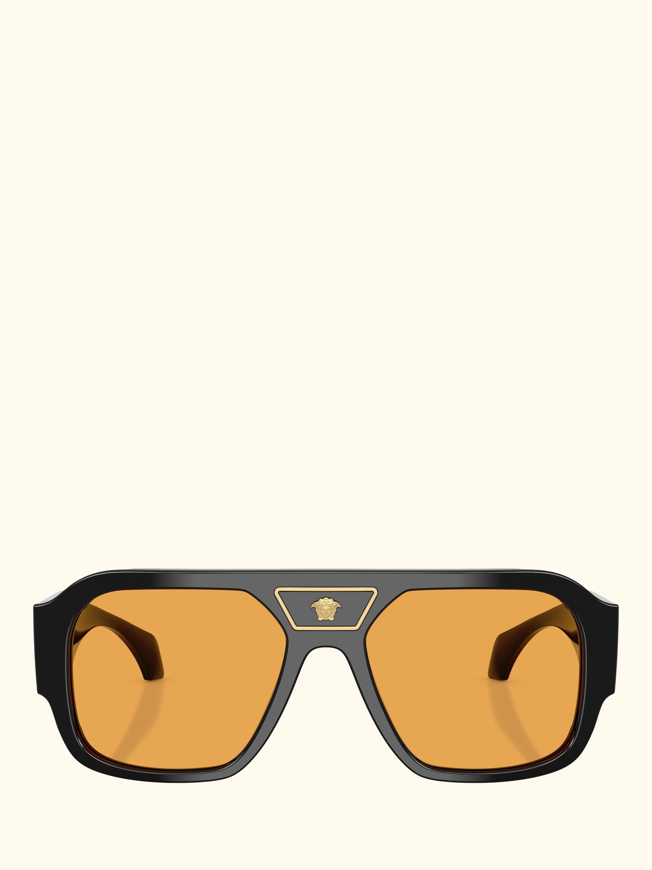 VE4508U Men's Oval Sunglasses, Black/Orange