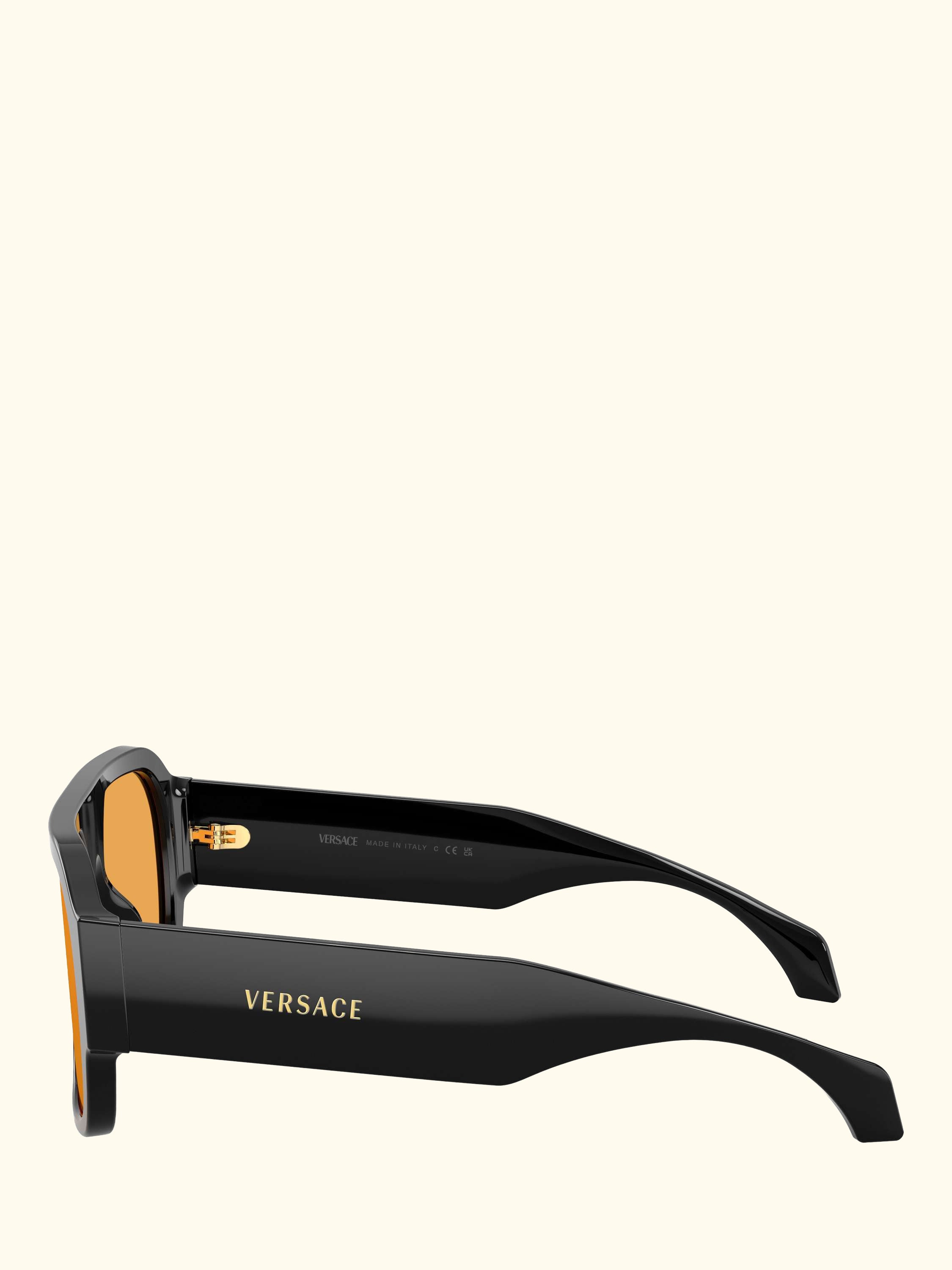 VE4508U Men's Oval Sunglasses, Black/Orange