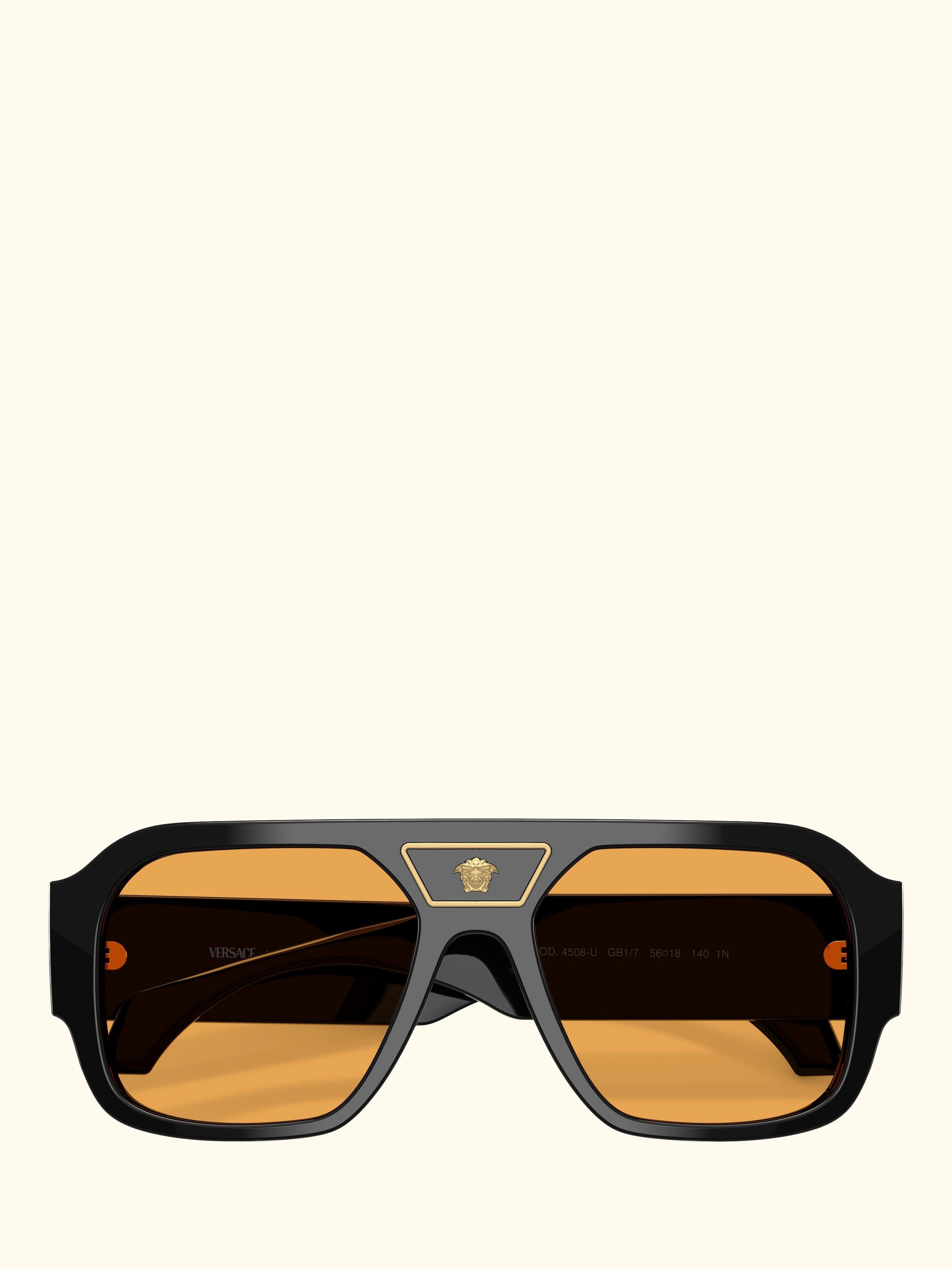 VE4508U Men's Oval Sunglasses, Black/Orange